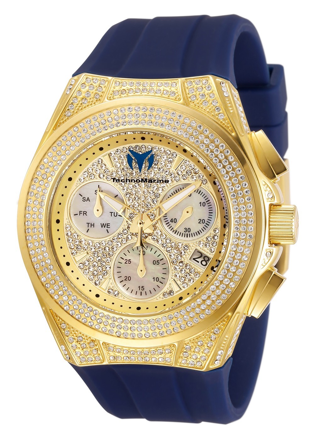 TechnoMarine Unisex TM-118108 Cruise Pave Gold 45mm Swiss Mvmt and 781 Stones