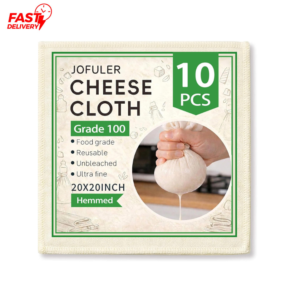 10pc Grade 100 Cheesecloth 20x20 Hemmed Unbleached Cotton Strainer Reusable Cook