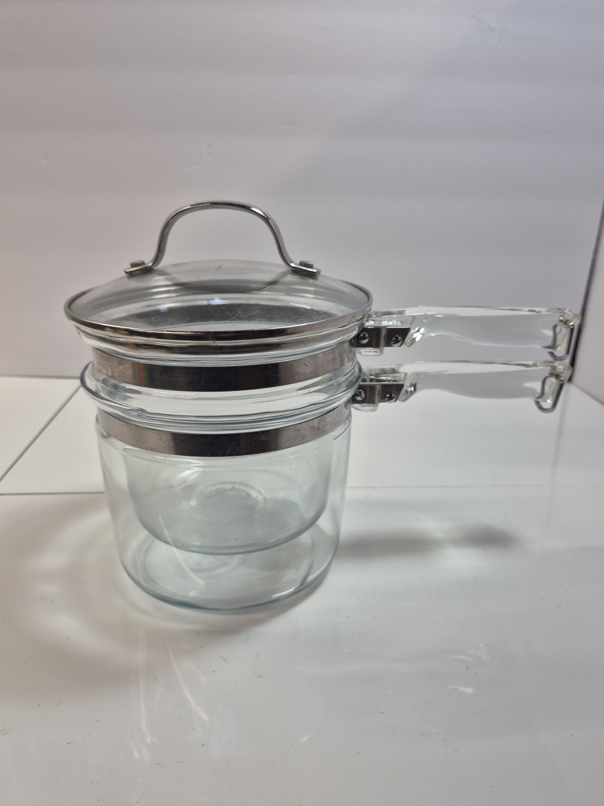 Vintage Pyrex Flameware Glass Double Boiler Saucepan & Lid 6283 1-1/2 Qt EUC Vintage Pyrex Flameware Glass Double Boiler Saucepan & Lid 6283 1-1/2 Qt EUC