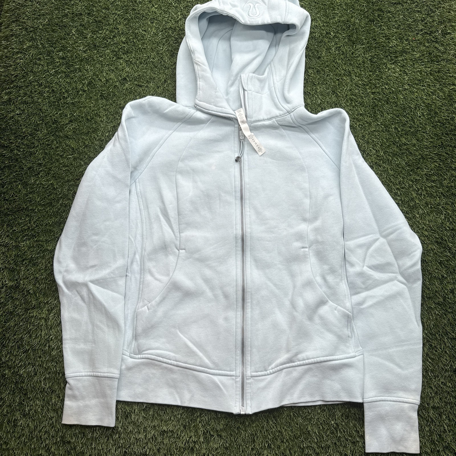 Lululemon Scuba Hoodie Womens Size 10 Light Blue Cotton Blend Full Zip