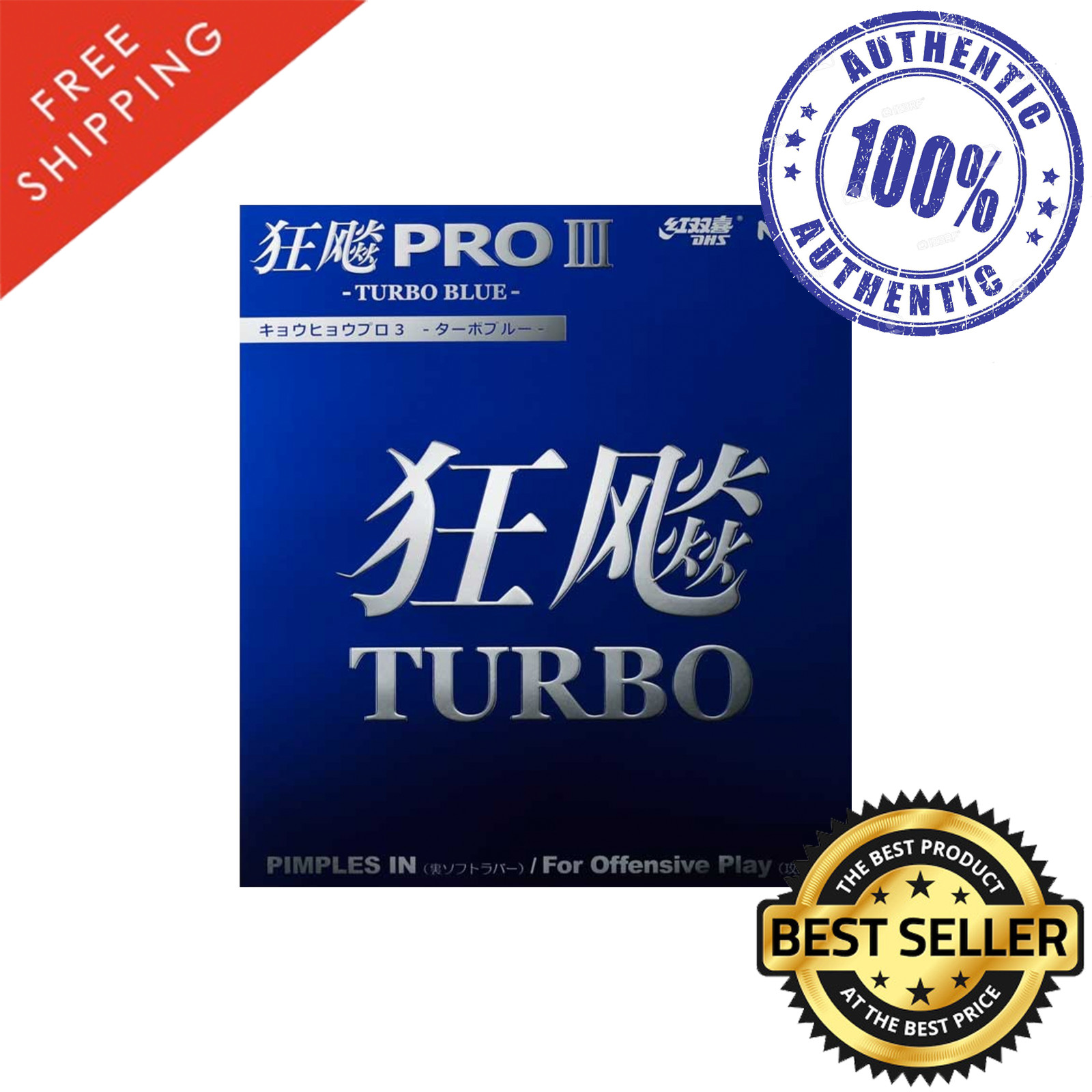 Nittaku Hurricane Pro 3 Turbo Blue Table Tennis Rubber, Ships in 10 Business Day