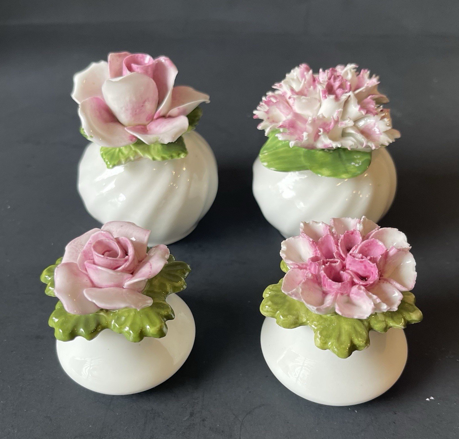 Vtg. Aynsley English Bone China Flower Salt & Pepper Shakers
