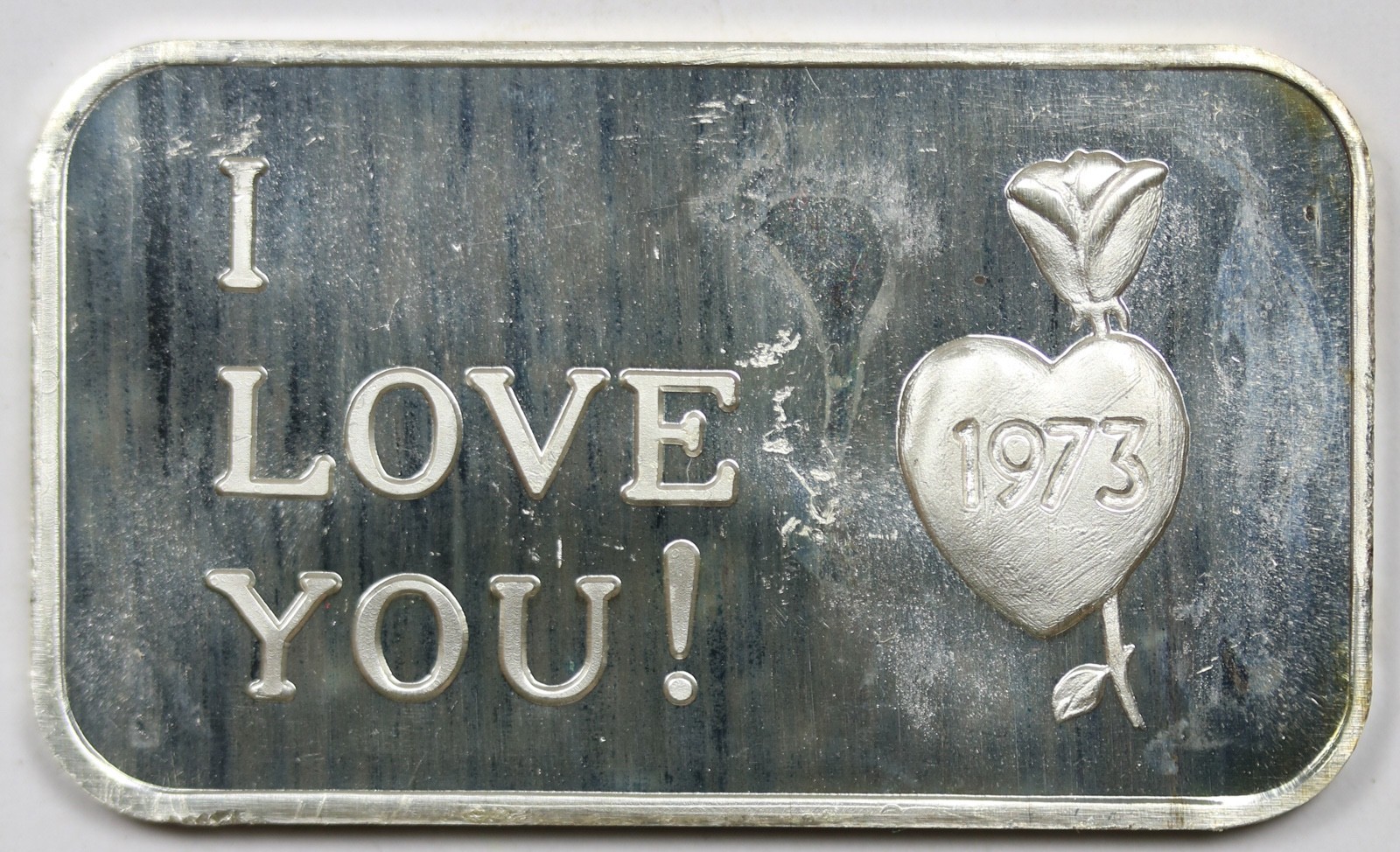 1973 Crabtree Mint I Love You 1 oz .999 Fine Silver Vintage Art Bar