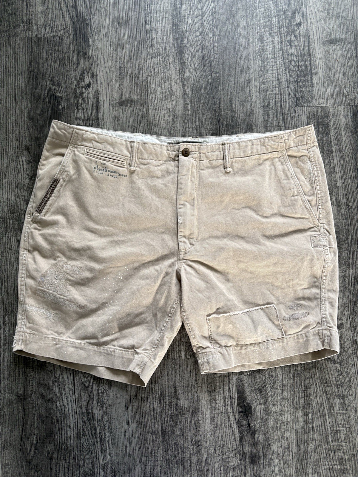 Polo Ralph Lauren Straight Fit Chino Shorts Factory Distressed Khaki Size 42