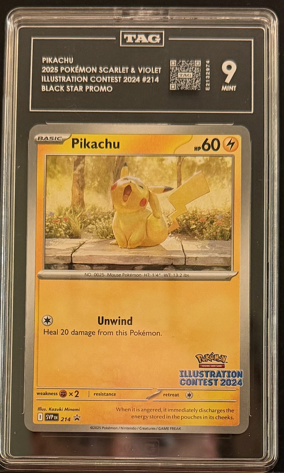 ✅ 2025 Pikachu #214 Illustration Contest 2024 Black Star Promo TAG 9 Pokemon ✅