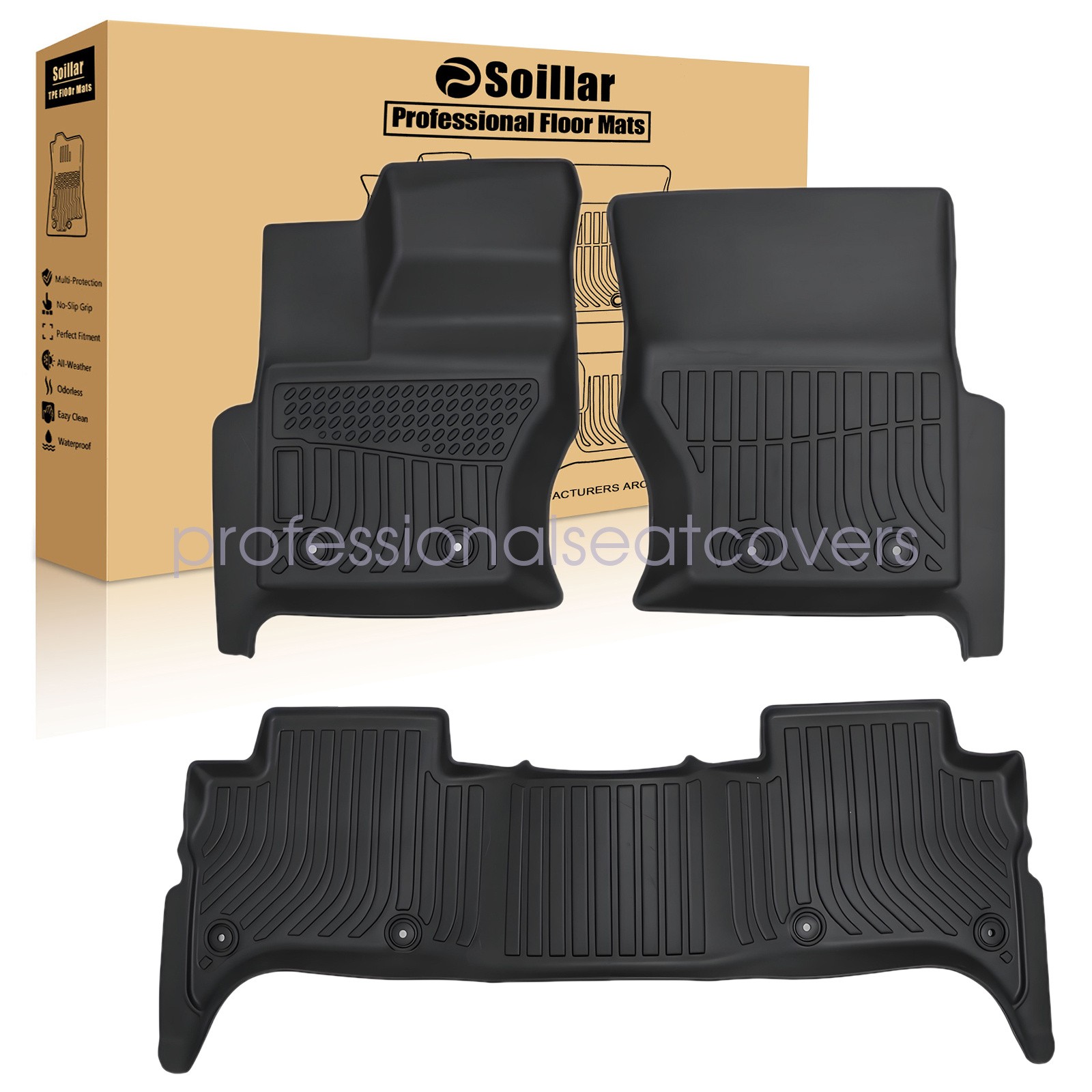 Fits 2013-2022 Land Rover Range Rover TPE Front & 2nd Row Floor Mats Liner Set