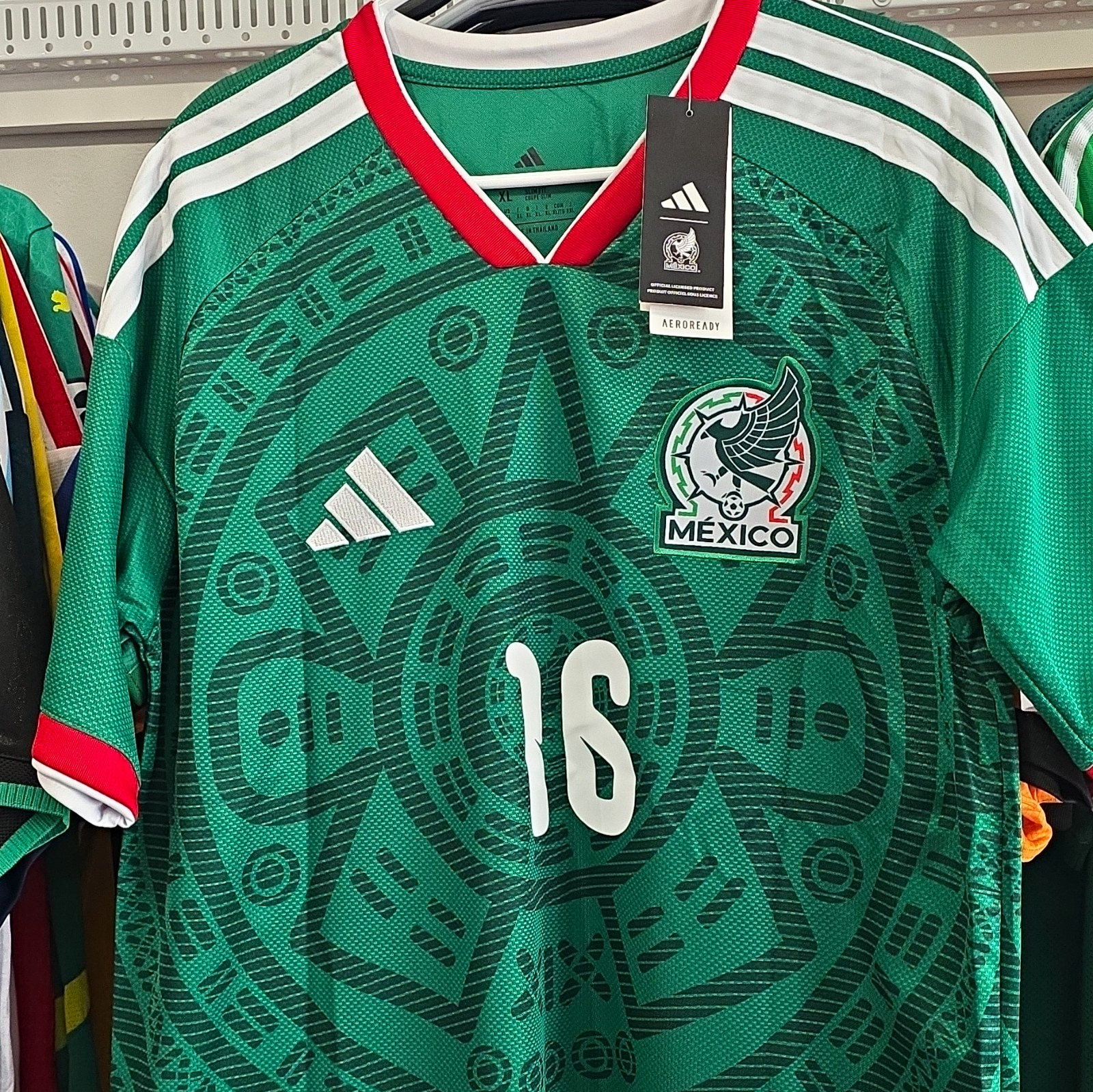 adidas Mexico National Team Soccer Jersey J. Quinones #16 Green/White/Red XL