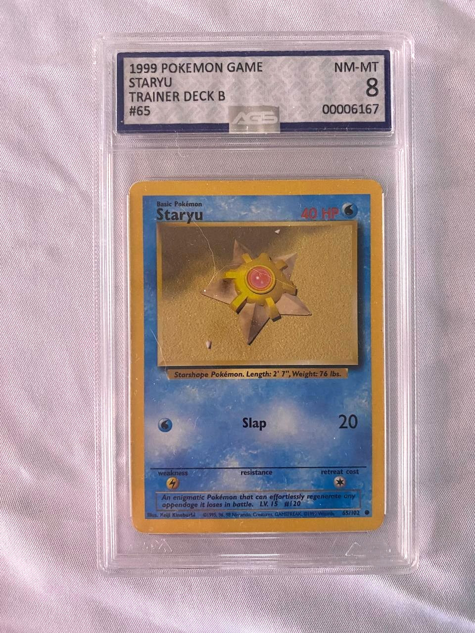 1999 Pokémon Staryu #65/102 🔥 Trainer Deck B Prototype | AGS 8 NM-MT Misty Demo