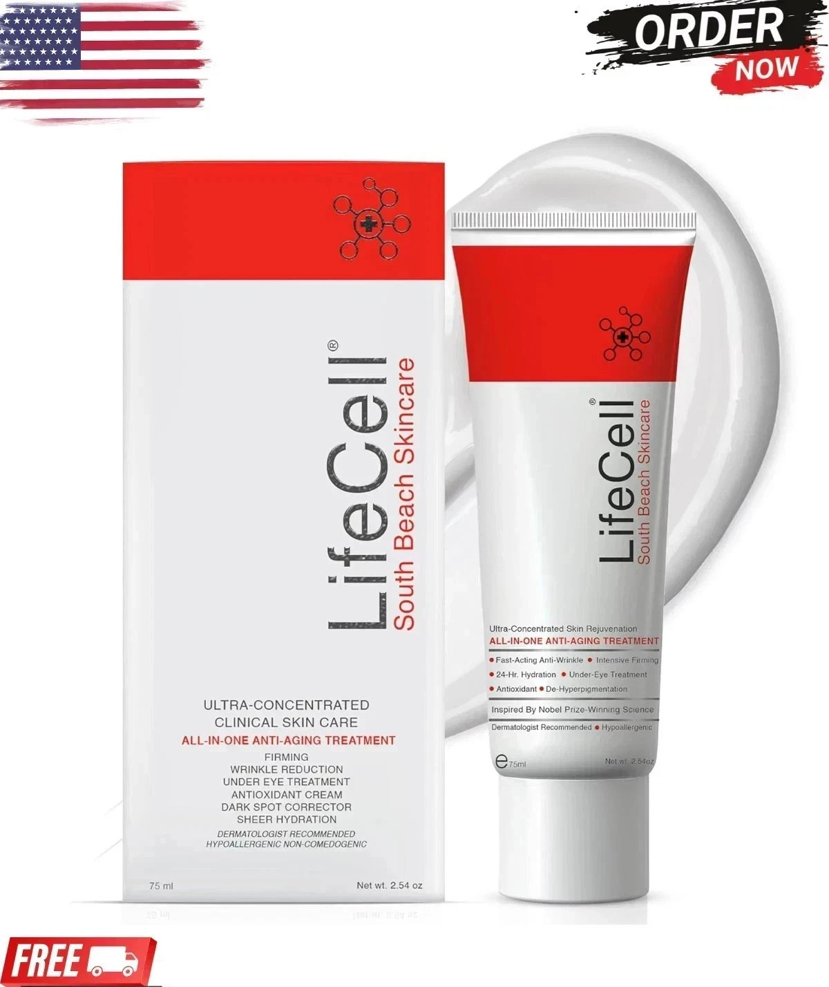 New Live Cell South Beach Skincare All-In-One Anti-Aging Treatment 2.54 oz