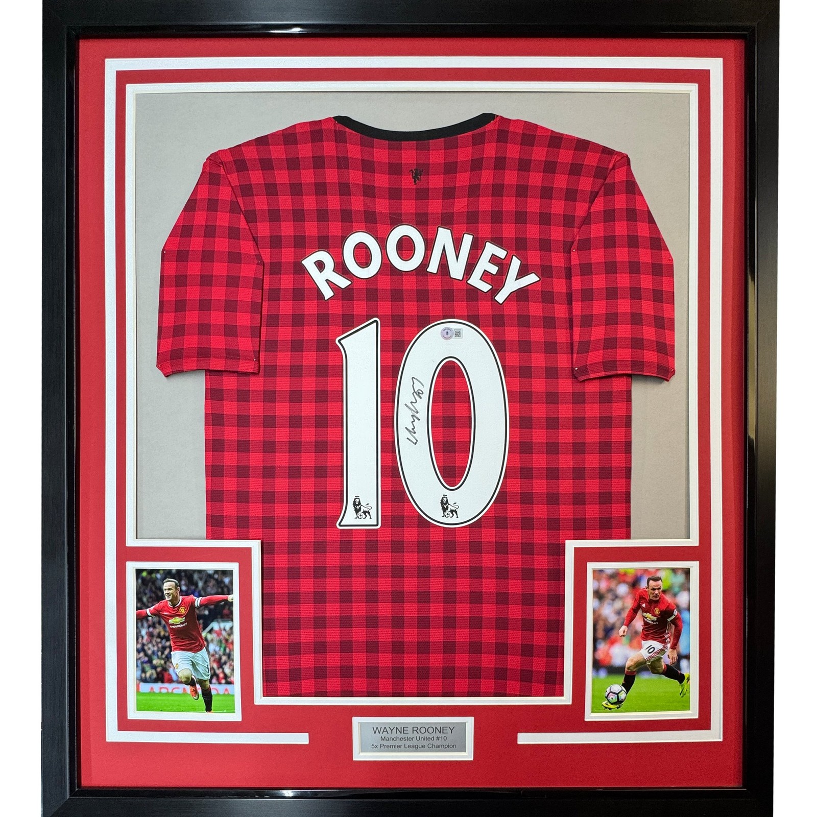 Framed Autographed/Signed Wayne Rooney 35x39 Manchester Red Jersey BAS COA Framed Autographed/Signed Wayne Rooney 35x39 Manchester Red Jersey BAS COA