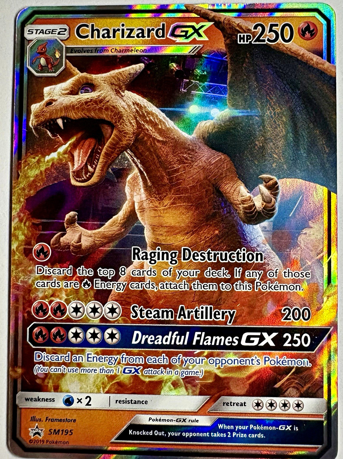 Pokemon Charizard GX SM195 SM Black Star Promo Holo English Stage 2 250 HP Pokemon Charizard GX SM195 SM Black Star Promo Holo English Stage 2 250 HP