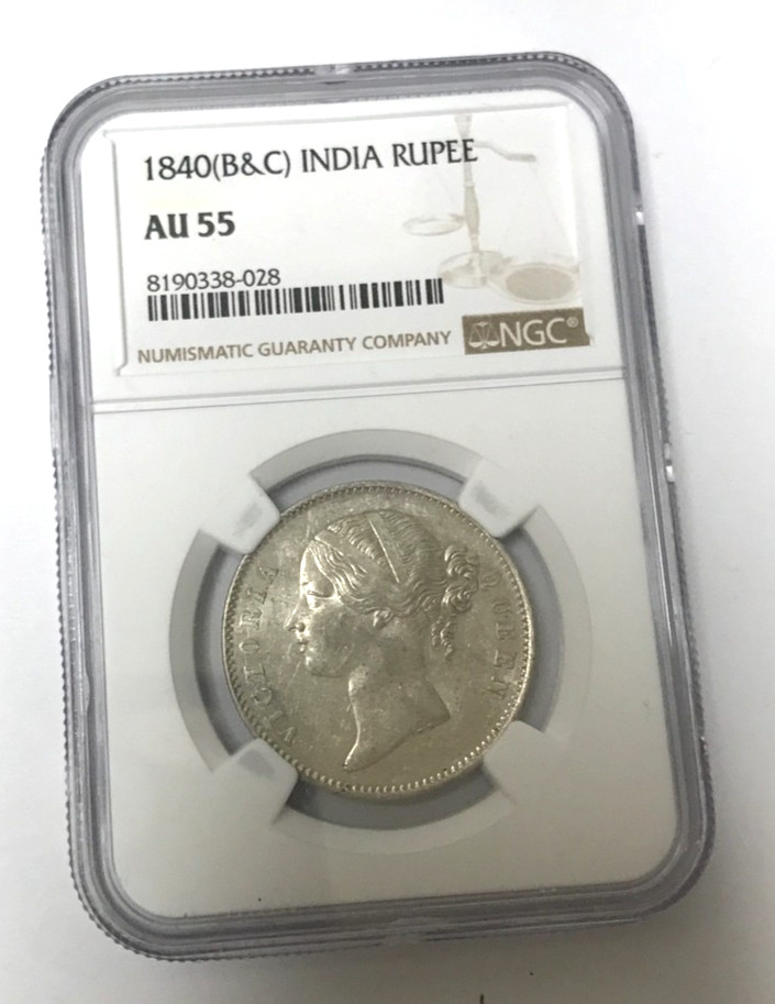 1840(B&C) India One Rupee NGC AU55