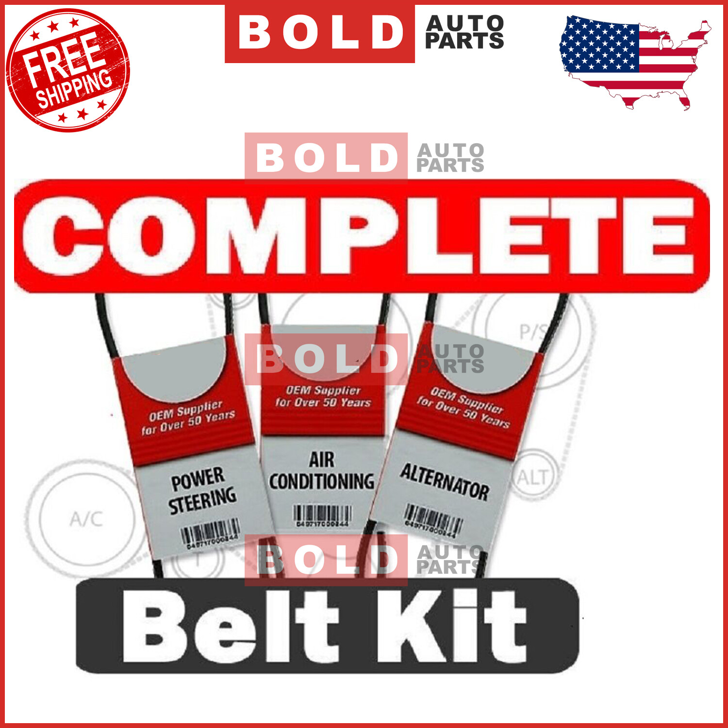 For Honda CRV 1997-2001 ALTERNATOR-A/C-Power Steering Drive Belt Set of 3 BANDO