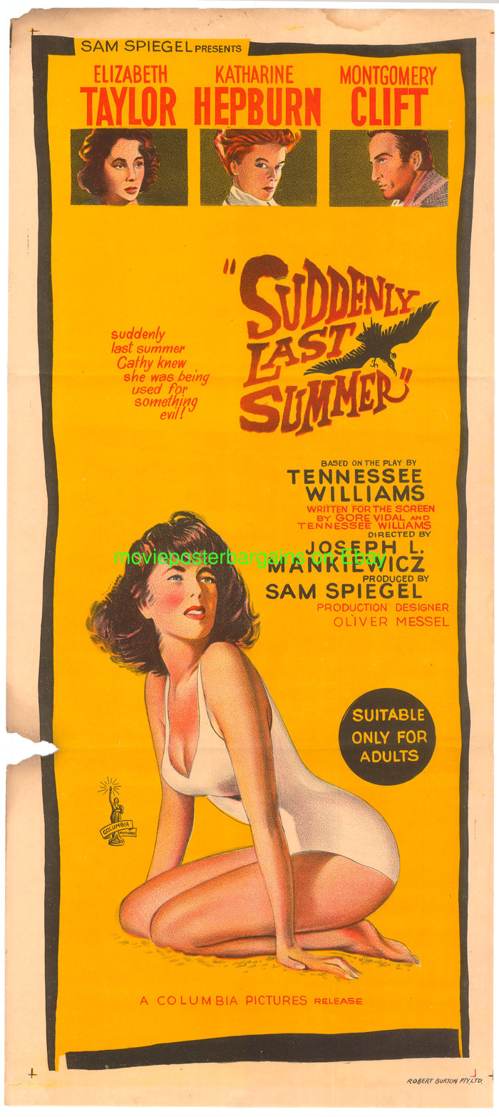 SUDDENLY LAST SUMMER MOVIE POSTER AUSTRALIAN DAYBILL 13x30 ELIZABETH TAYLOR 1959