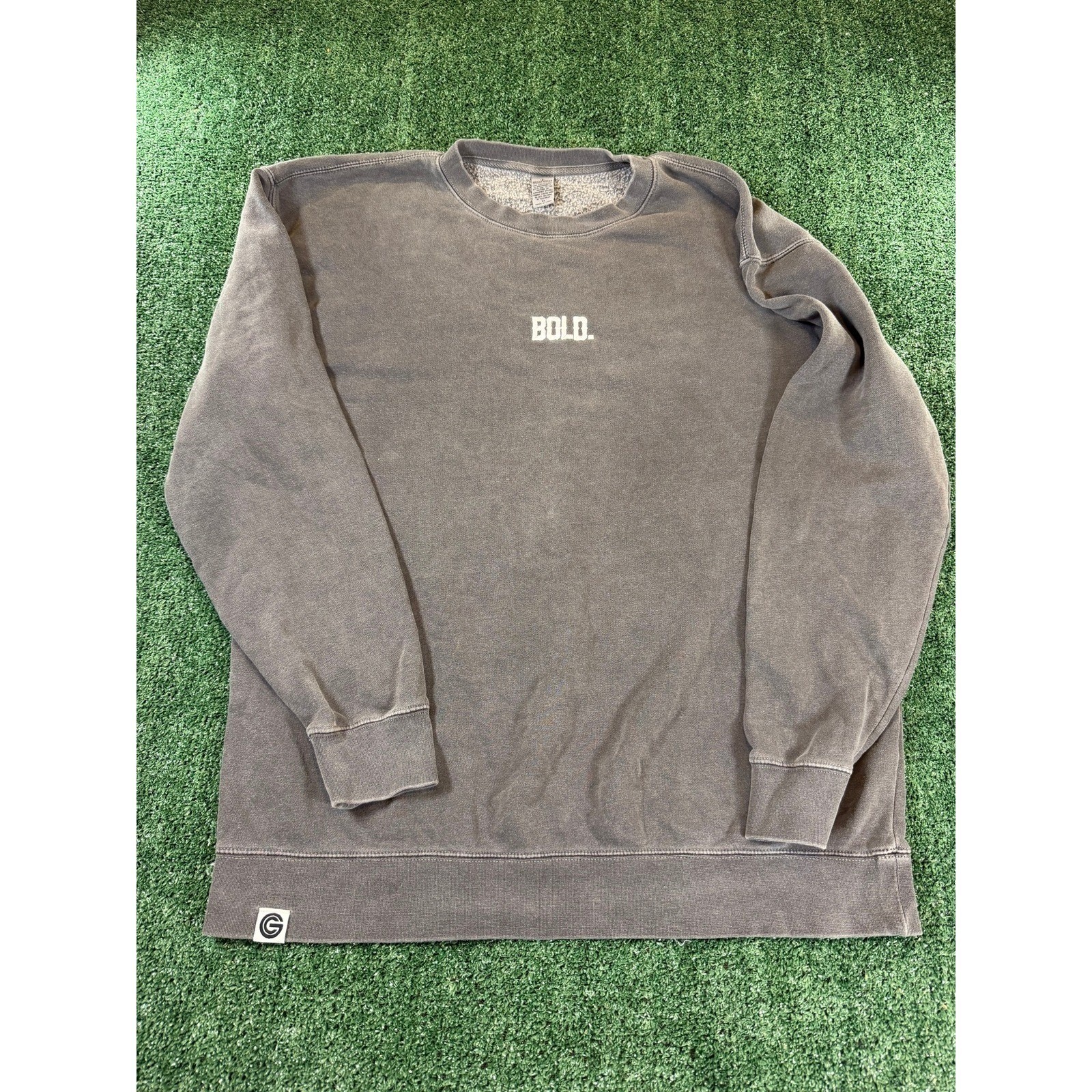 Independent Trading Co Gray Garment Dyed Crewneck Sweatshirt BOLD Embroidered XL Independent Trading Co Gray Garment Dyed Crewneck Sweatshirt BOLD Embroidered XL