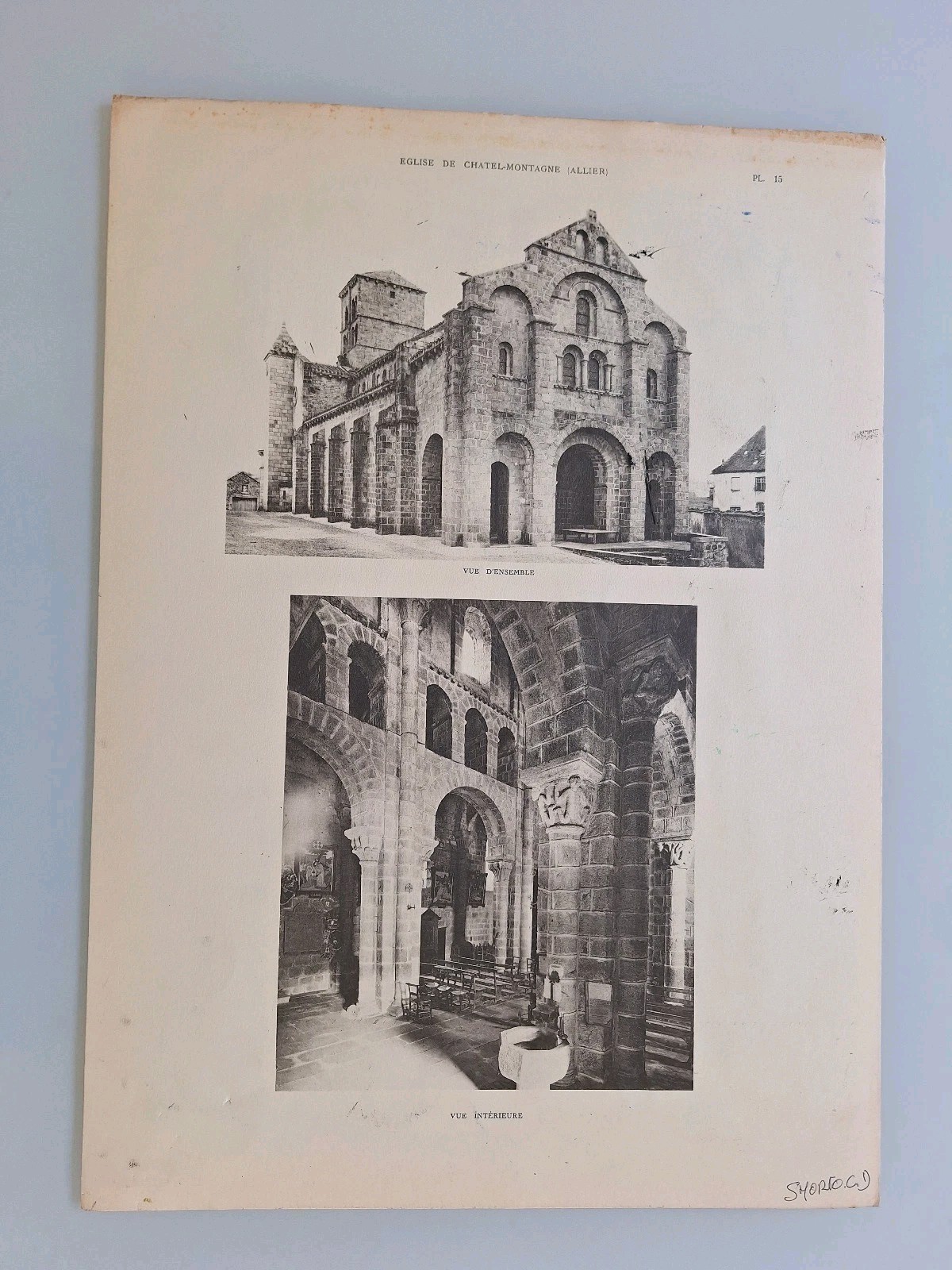 Original old engraving landscape architecture church of Chatel mountain Allier Original old engraving landscape architecture church of Chatel mountain Allier