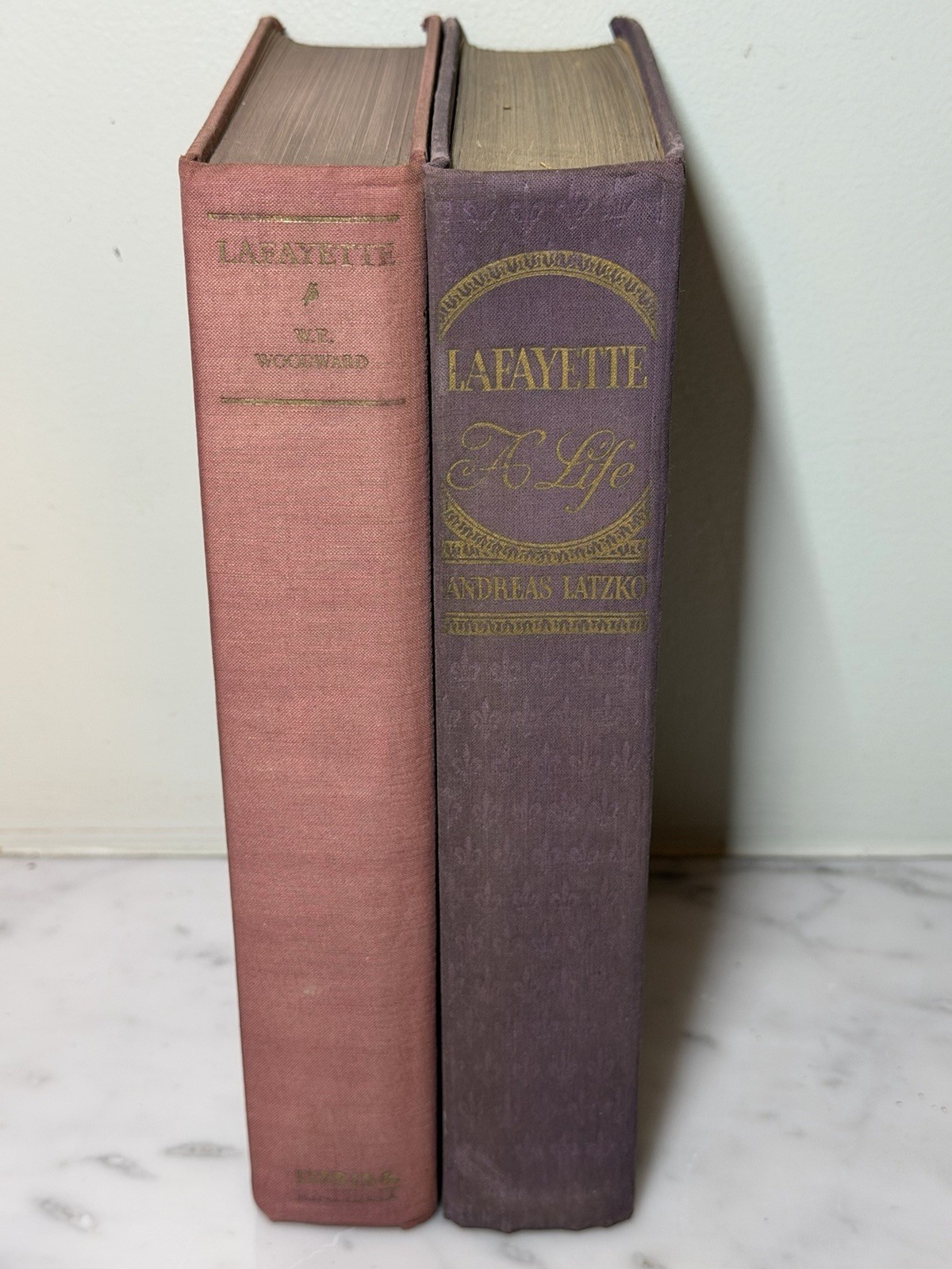 Lafayette Biography Book Lot 1936 1st Edition Latzko & 1938 W.E. Woodward