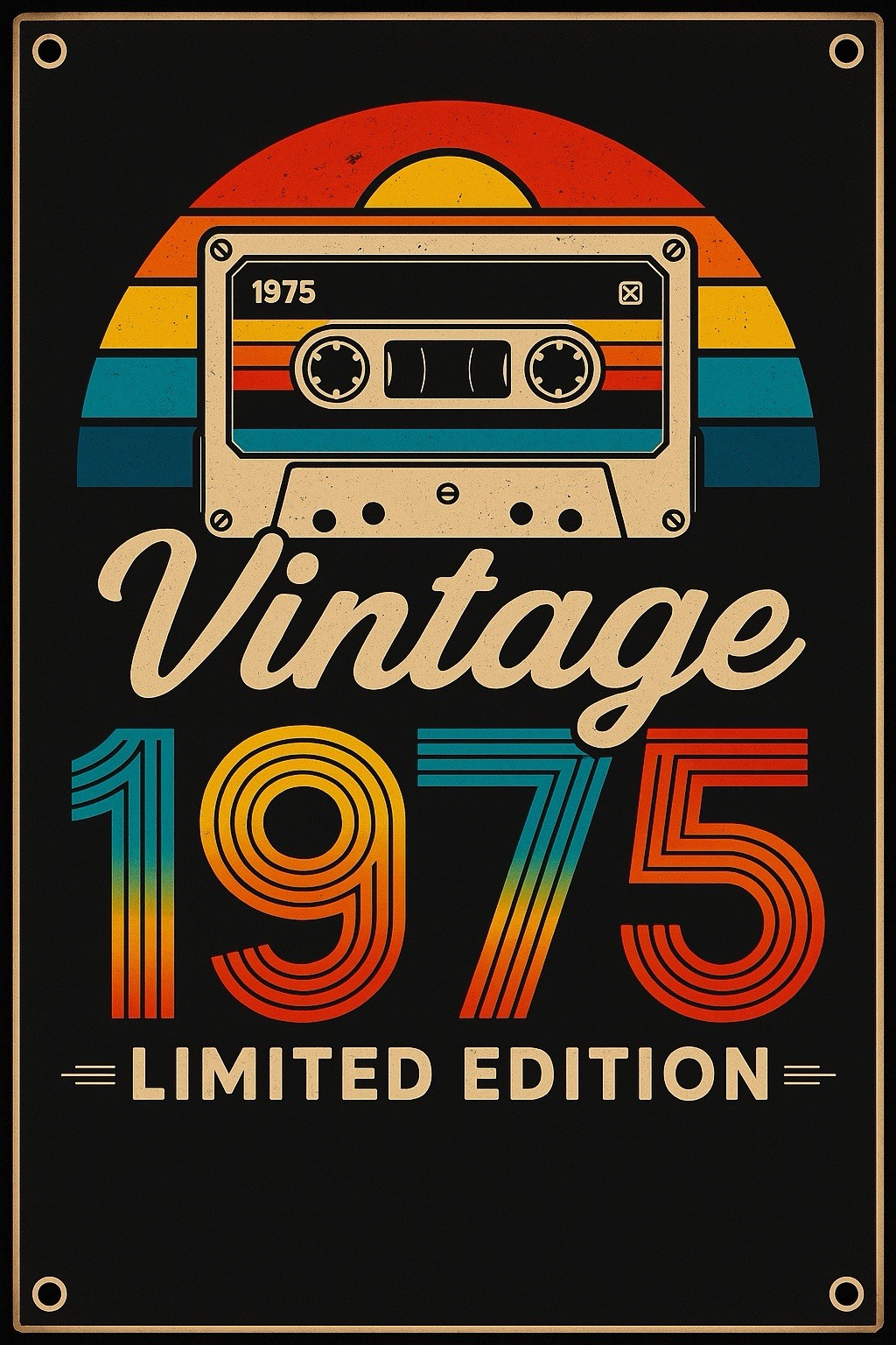 Hi Gloss 1975 50th Birthday Gift Wall Panel Vintage Cassette Tape Themed