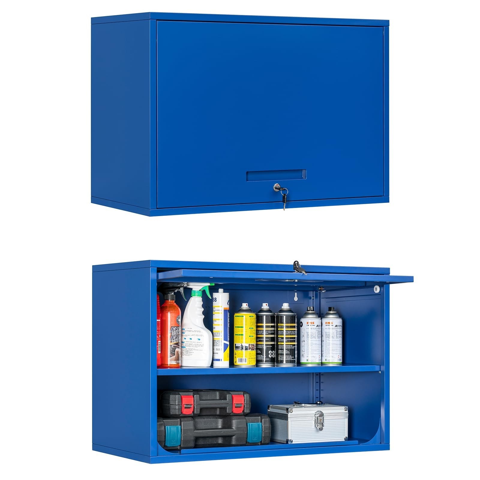 Wall Mounted Metal Cabinet with Adjustable Shelves,Wall Hanging Garage Cabinet