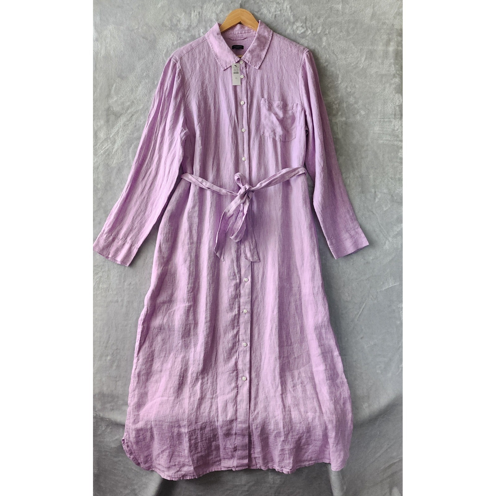 Talbots Linen Dress Womens Size XL Lavender Purple Button Front Shirt 100% NWT