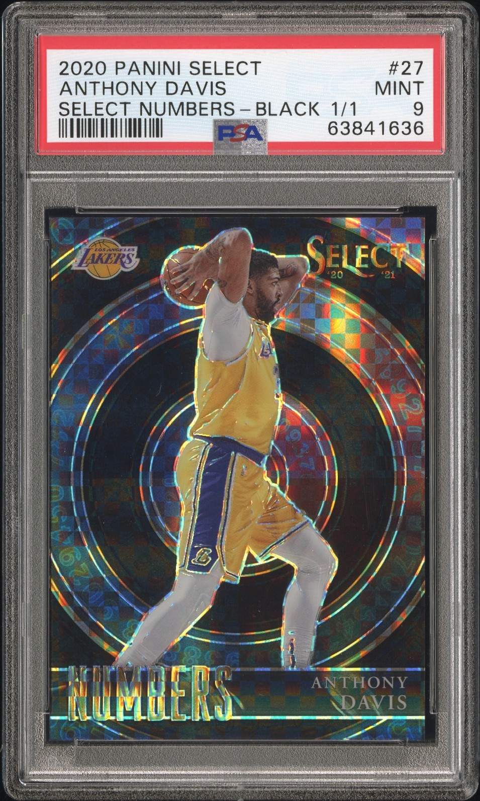 2020 Panini Select Select Numbers #27 Anthony Davis Select Numbers-Black 1/1