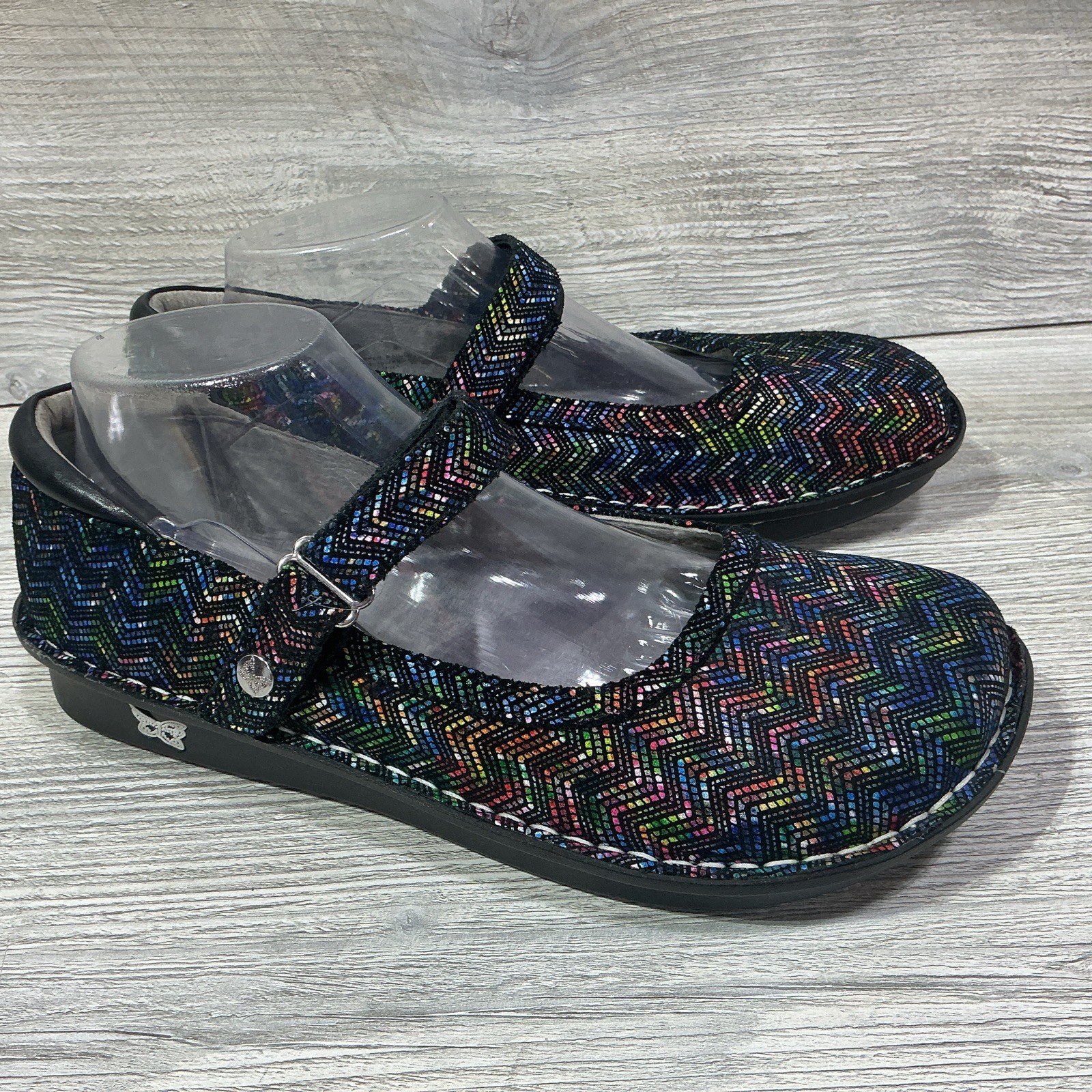 Alegria Belle Ric Rack Rainbow EU 41 US 10.5 Colorful Chevron Mary Janes Vegan