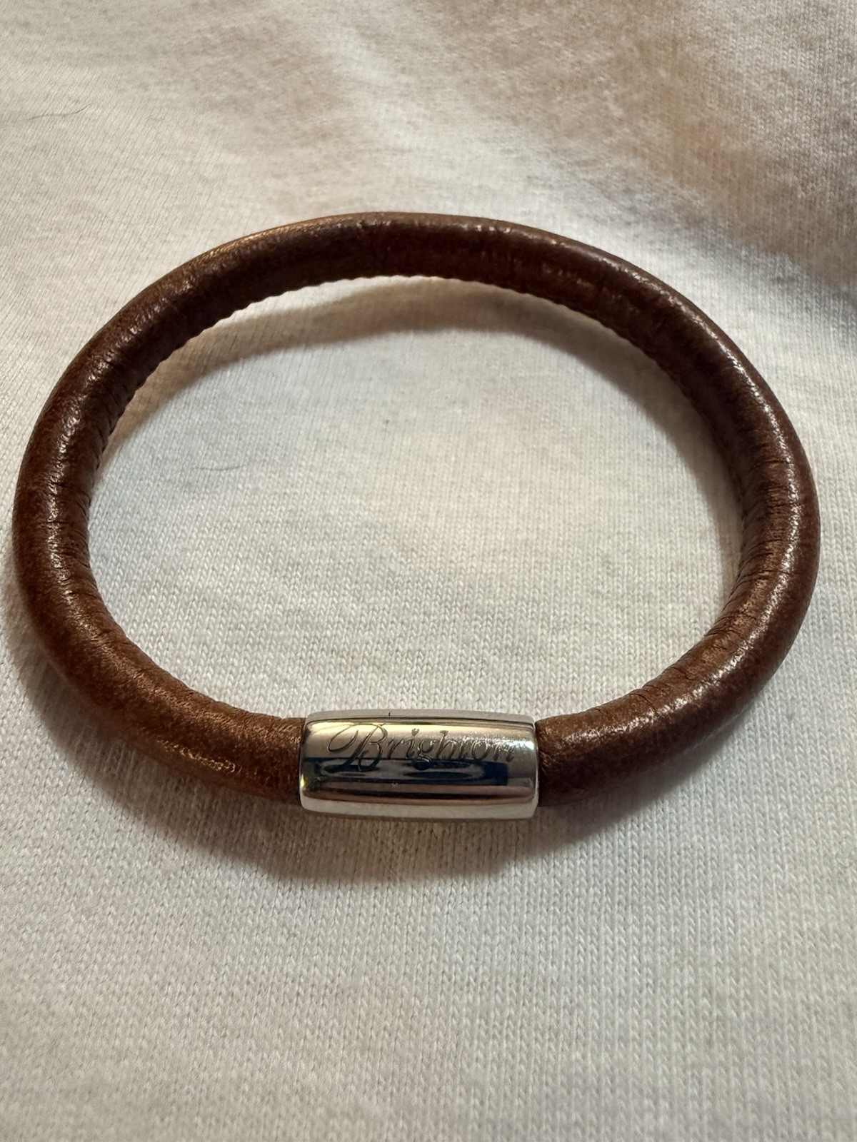 Brighton Woodstock Single Leather Bracelet Brown Silver Magnetic Clasp Size 6.5 Brighton Woodstock Single Leather Bracelet Brown Silver Magnetic Clasp Size 6.5
