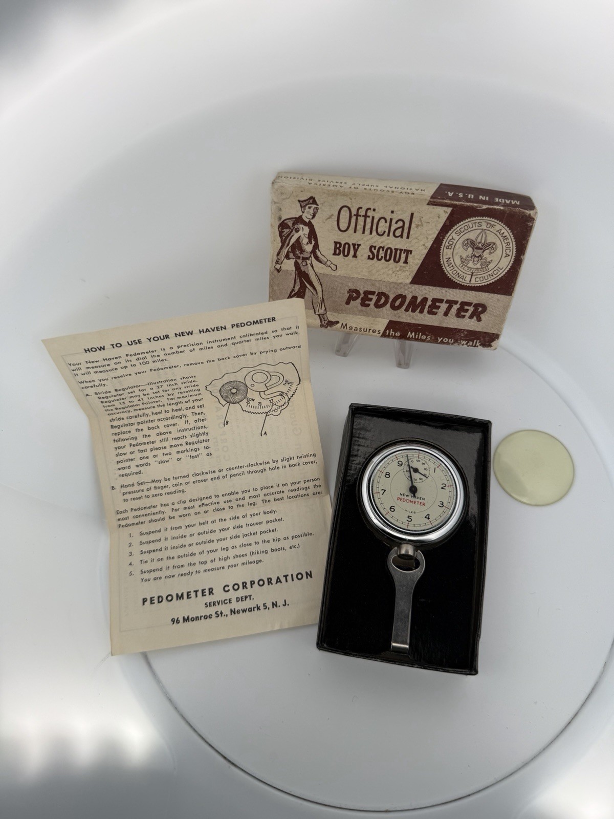 Vintage Late 1950s Official Boy Scouts Of America New Haven Pedometer