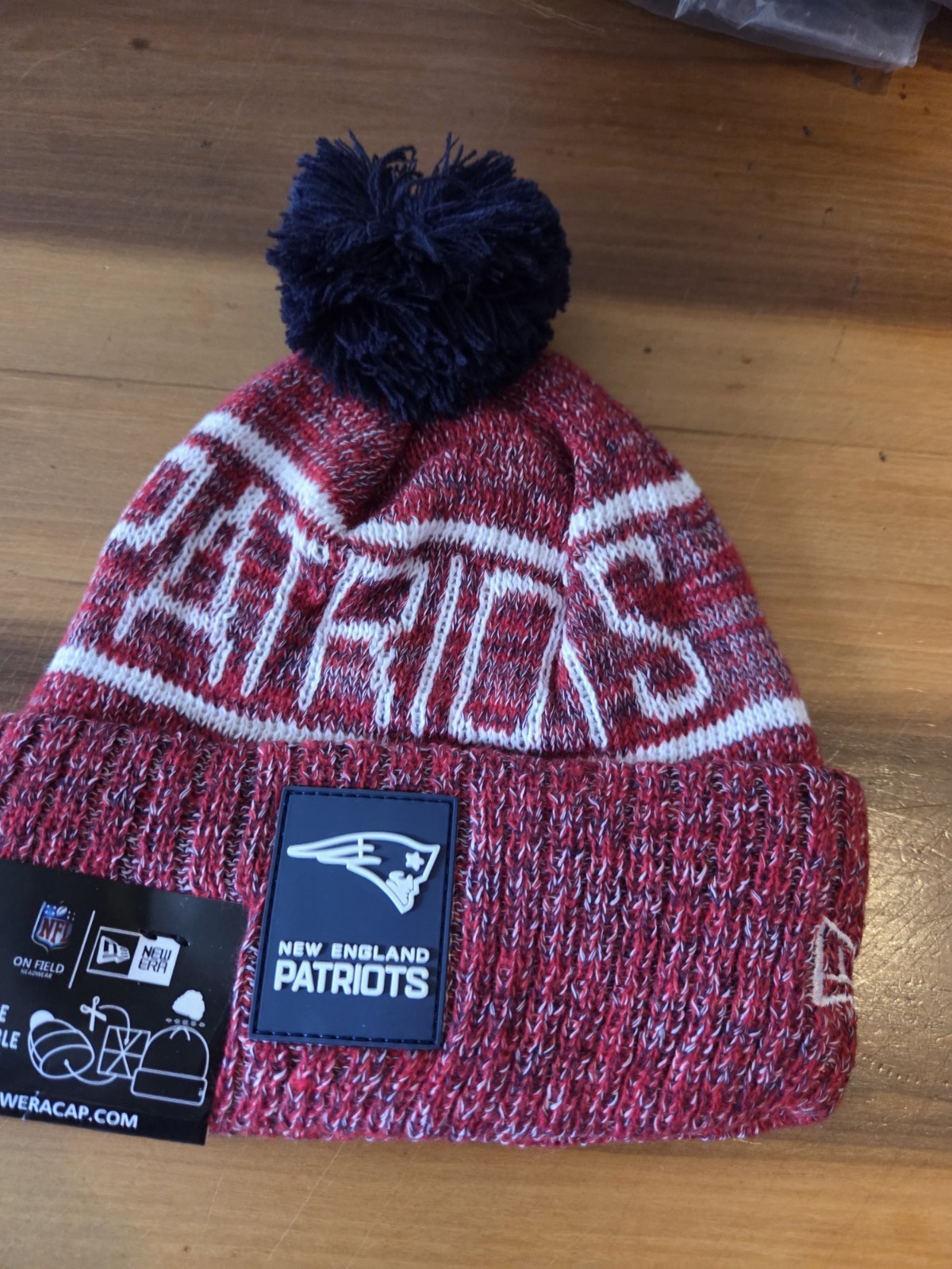 NEW ENGLAND PATRIOTS RED NFL NEW ERA KNIT BEANIE.  NEW