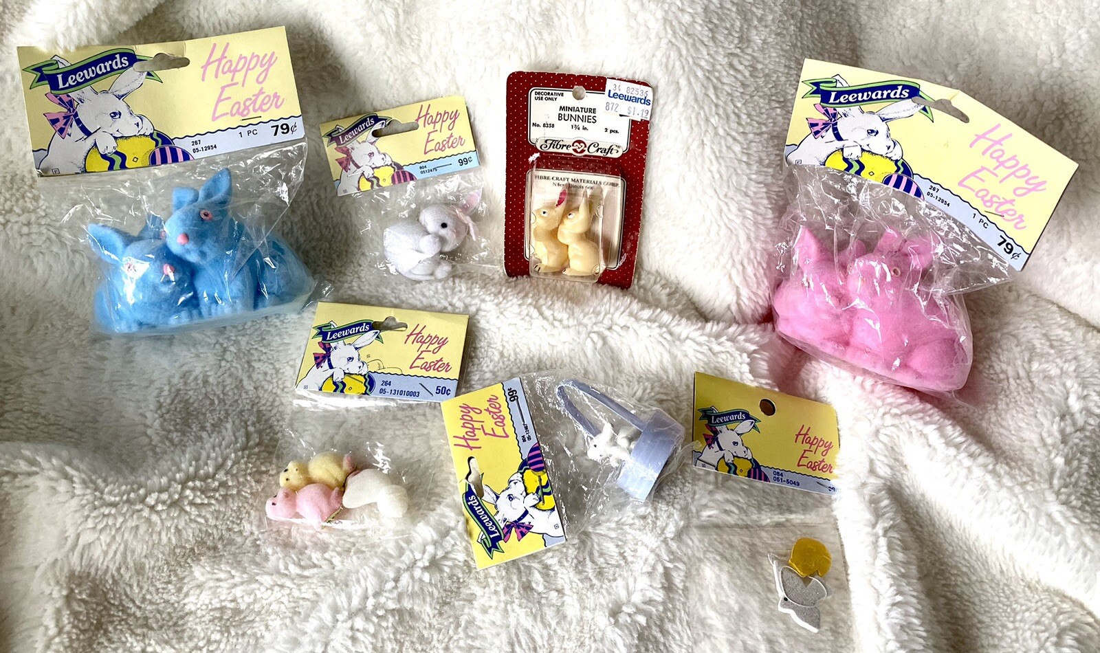 New Vintage Leewards Happy Easter LOT Blue & Pink Rabbits, Chicks, Craft Figures New Vintage Leewards Happy Easter LOT Blue & Pink Rabbits, Chicks, Craft Figures