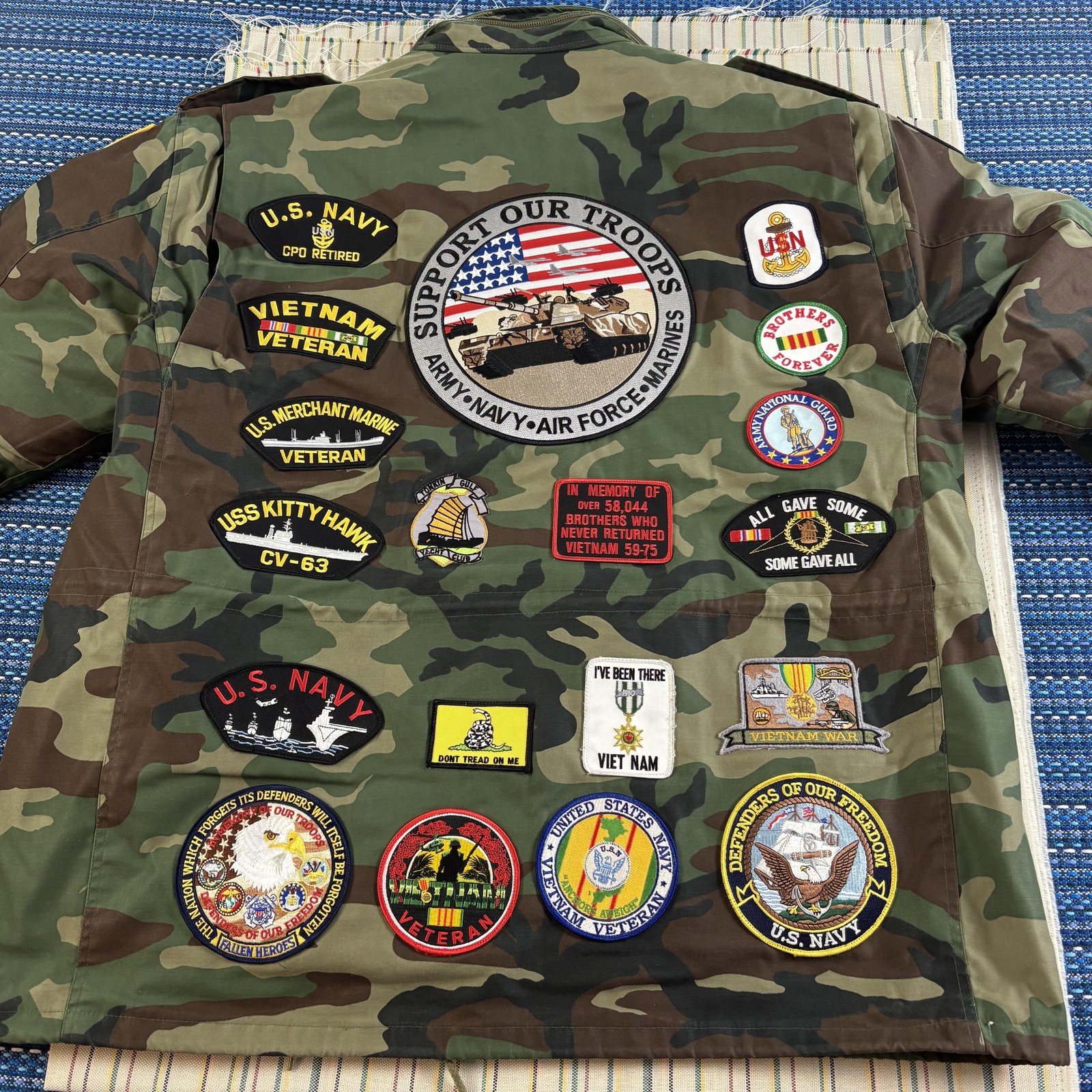 Rothco Coat Mens 3XL Green Camo Ultra Force Field Quilted Lined Vietnam Patches