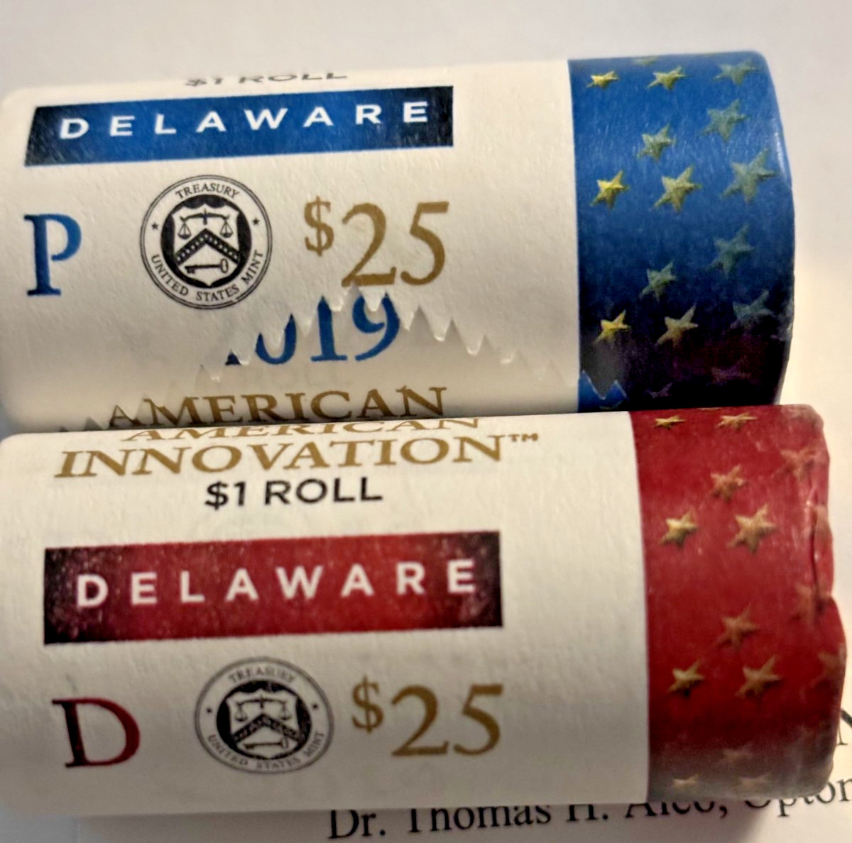 2019 D and P American Innovation Delaware Dollar US Mint 25 Coin Rolls collect 2019 D and P American Innovation Delaware Dollar US Mint 25 Coin Rolls collect