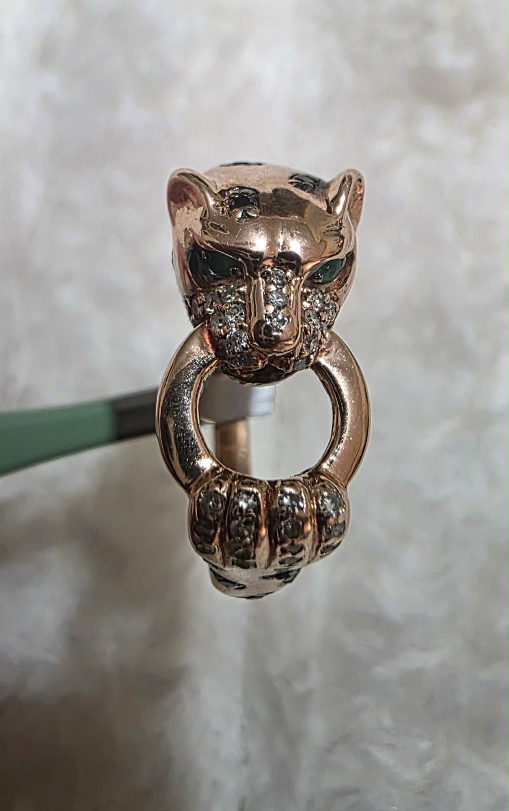 ABSOLUTELY  STUNNING EFFY 14k Rose Gold Diamond Panther Head Ring - SIZE 7