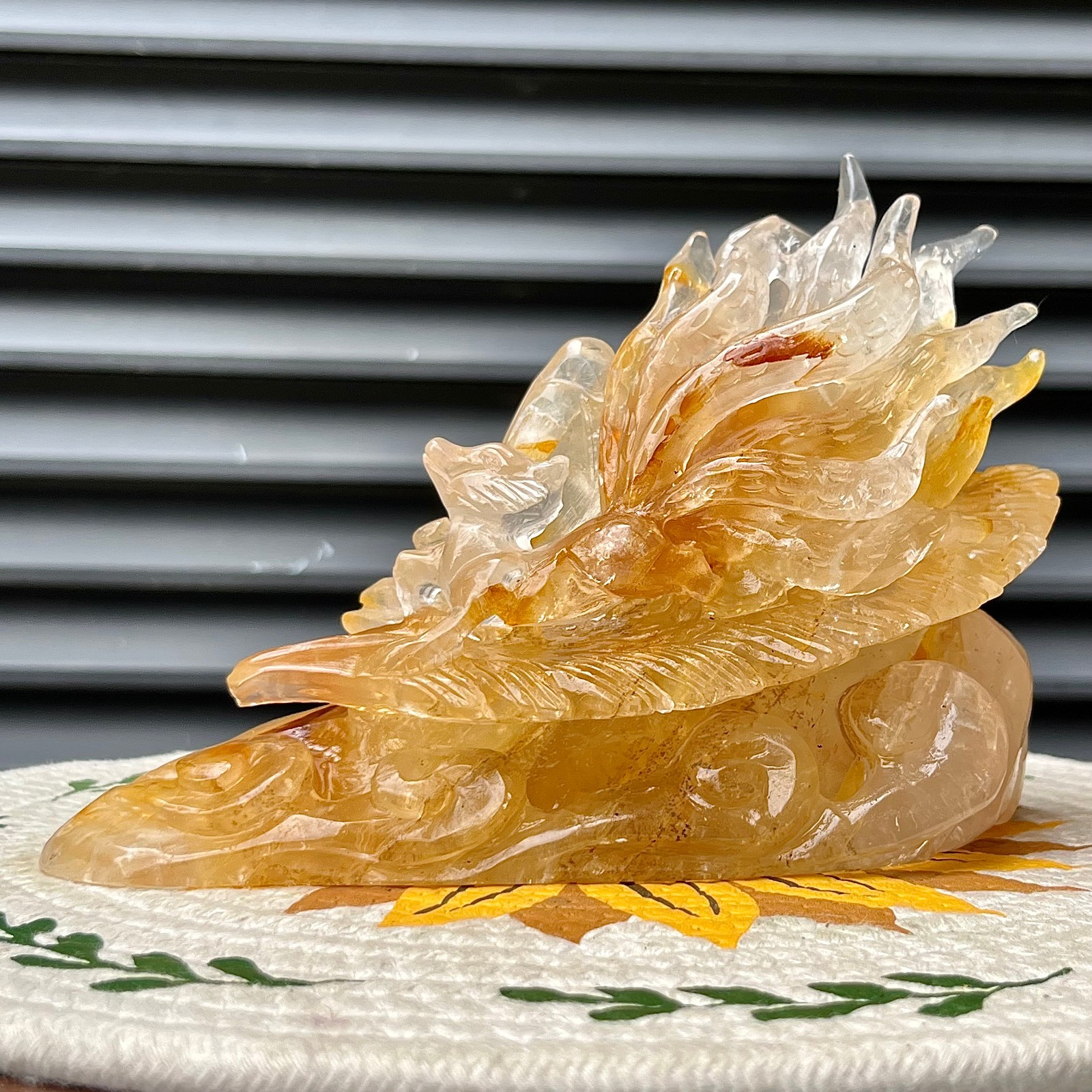 3.3 lb  Clear Quartz Carving Golden Healer Yellow Inclusions Mineral Specimen