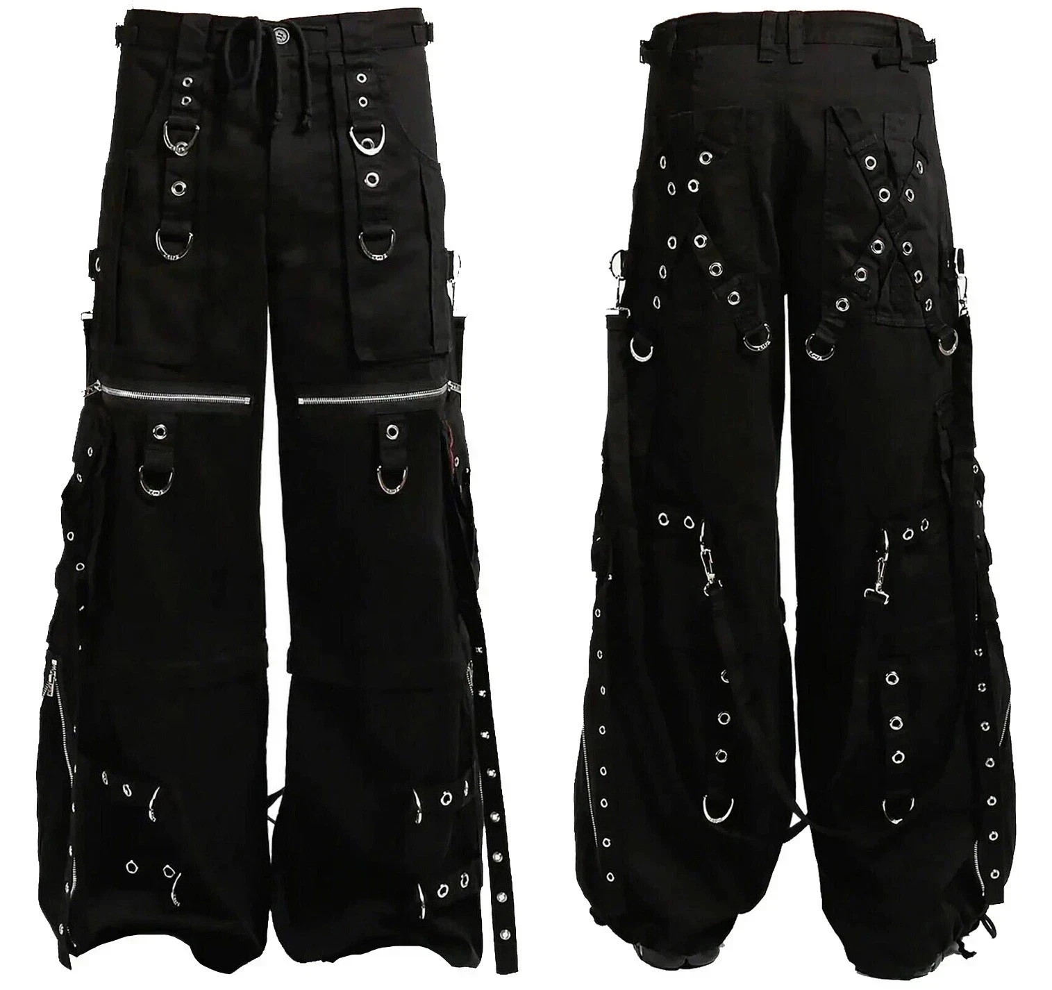 Gothic Black Cotton Punk Rock Emo Trip Pants