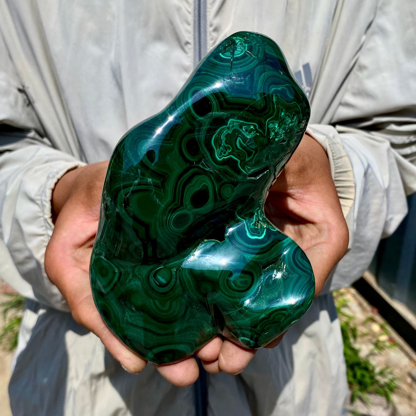 2.62LB Natural Polished Malachite Mineral freeform specimen Reiki Stone