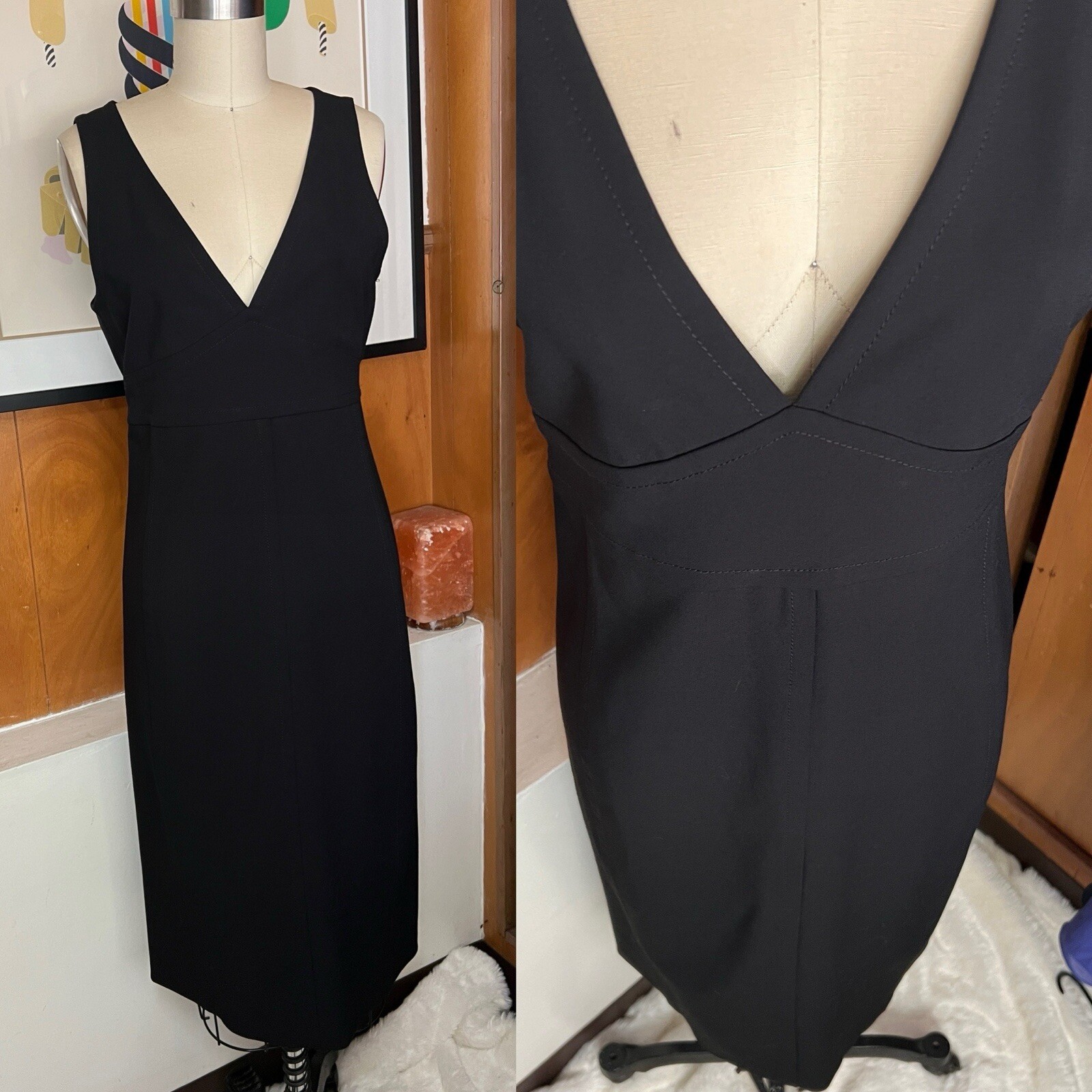 Nwt THEORY Parmida V Neck Career Dress Sz 6 Sleeveless