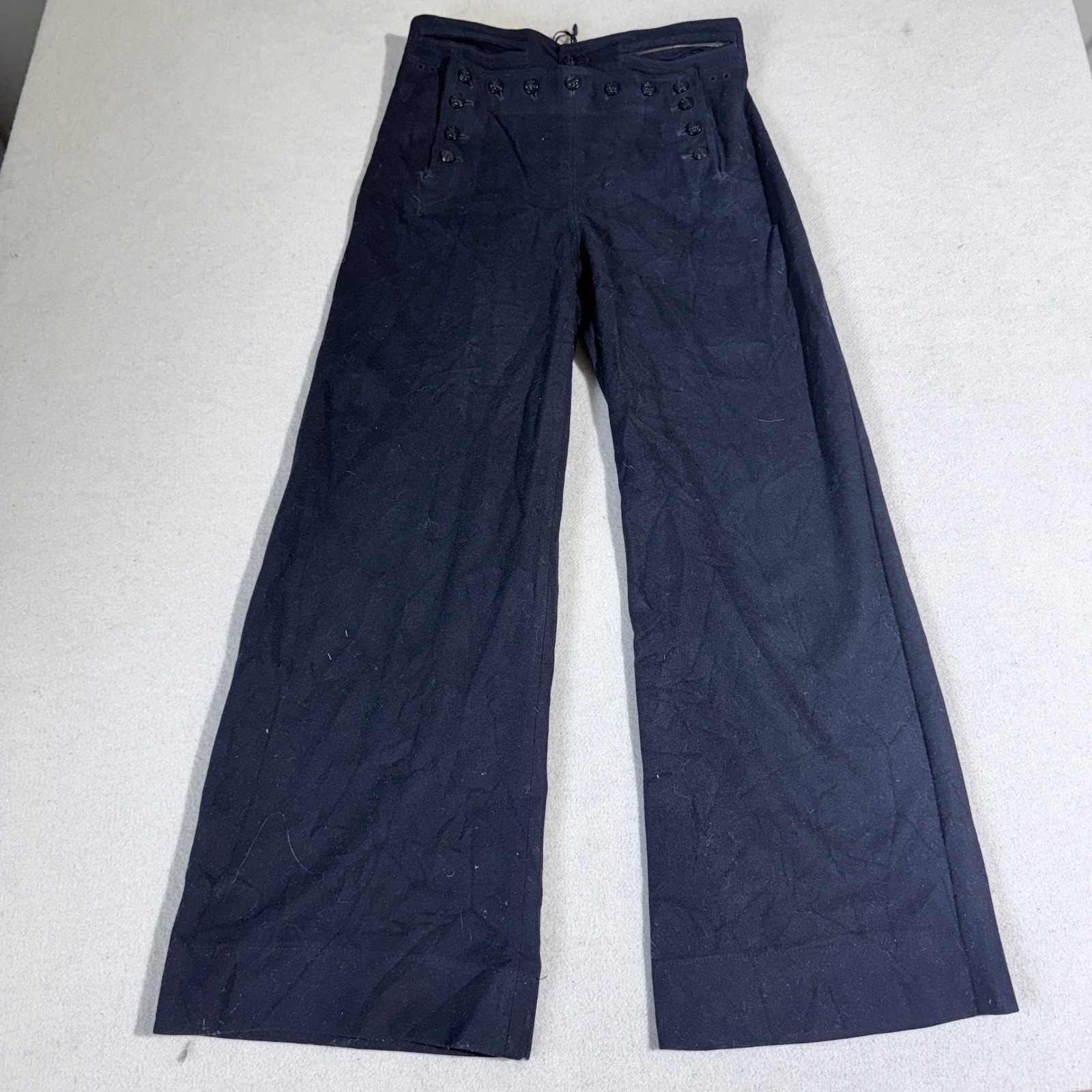 Vintage US Navy Wool Sailor Pants 13 Button Bell Bottom Naval Clothing 60s