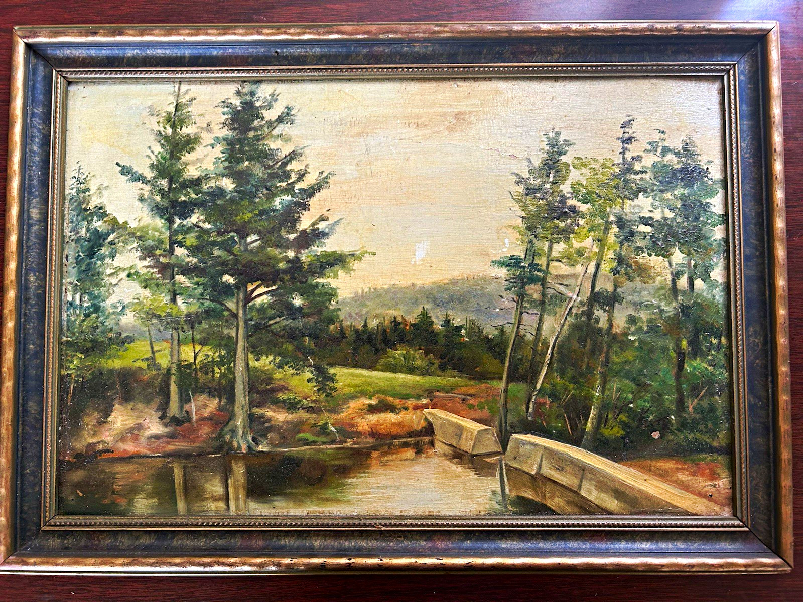 Original Mid-Century Vintage Oil Painting - The River & Pond at Washington Maine Original Mid-Century Vintage Oil Painting - The River & Pond at Washington Maine