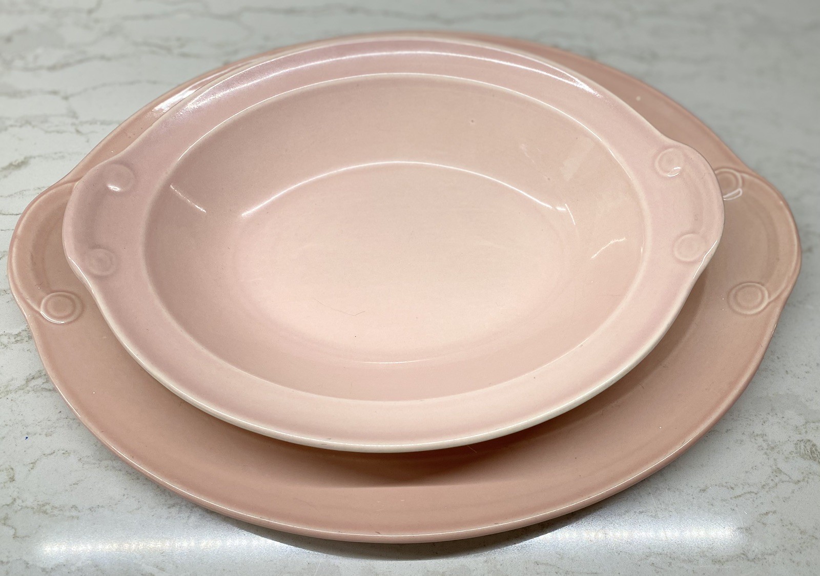 MCM Vintage T.S.&T. Lu-Ray Pastels - Pink Oval Platter & Vegetable Dish