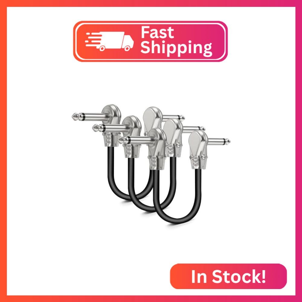 3Pcs Guitar Patch Cables, 6IN Pedal Cables with Metal Right Angle Plug