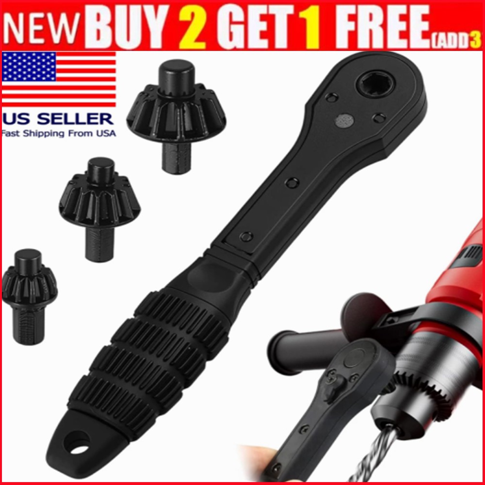 2-In-1 Ratchet Drill Chuck Key Wrench, Universal Double Head Chuck Key Replaceme