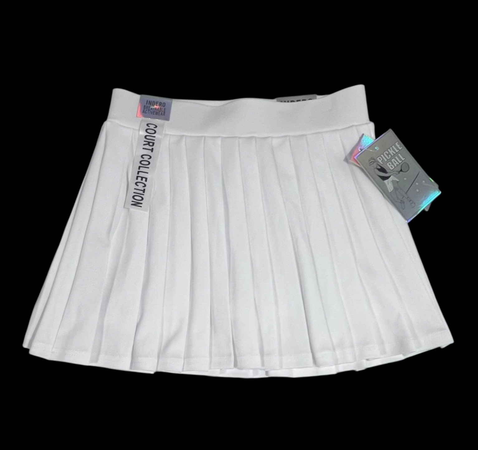 Indero Women\'s Pleated Tennis Pickleball Skort Skirt White Athletic Size L NWT