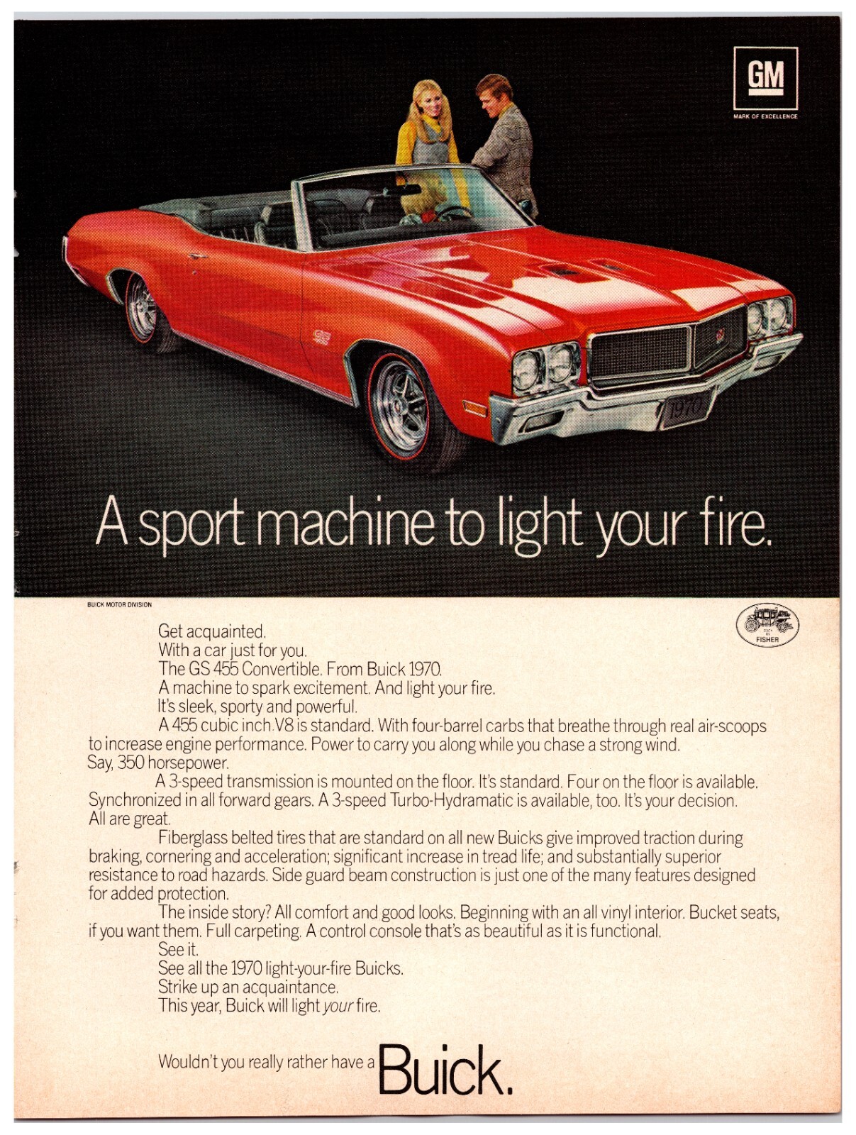 Vintage 1970 Buick GS Car- Original Print Ad (8x11) - Advertisement