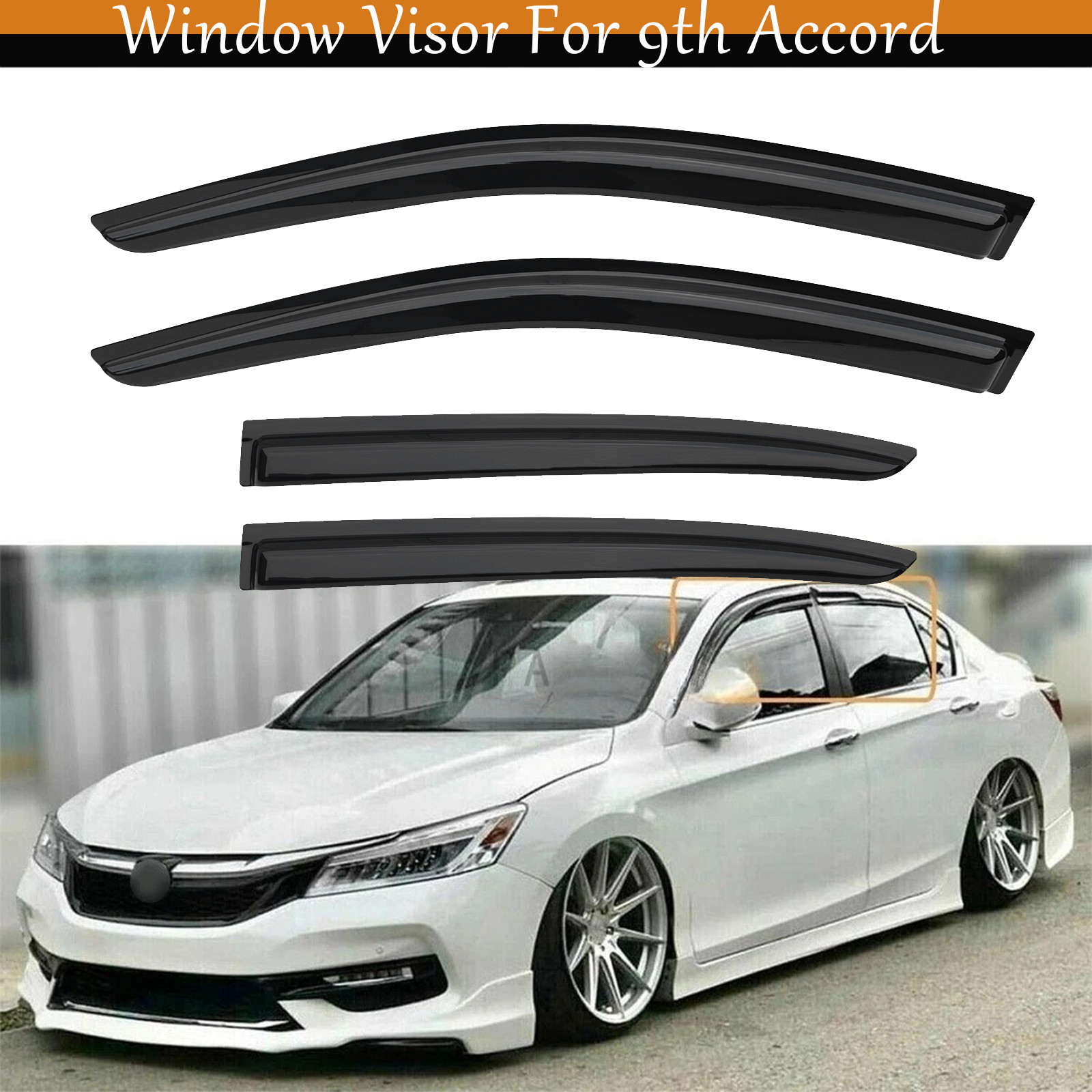 4PCS For 2013-2017 Honda Accord Seden Window Visor Sun Rain Guard Vent Deflector 4PCS For 2013-2017 Honda Accord Seden Window Visor Sun Rain Guard Vent Deflector