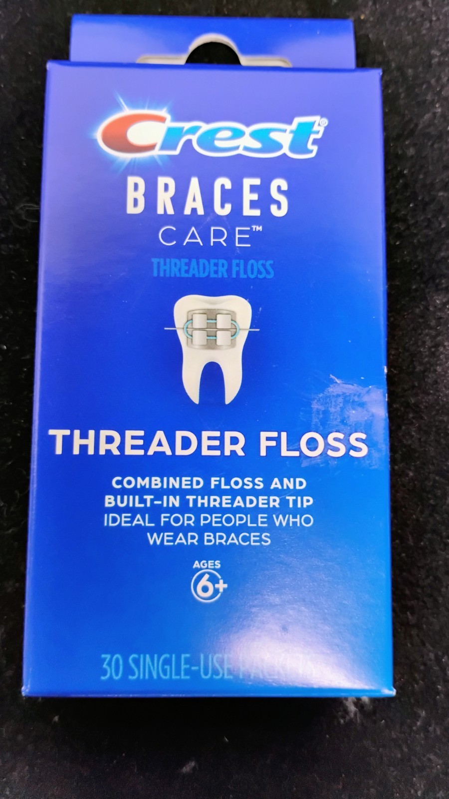 1 Box Crest Braces Care Threader Floss 30 Single-Use Packets Discontinued 1 Box Crest Braces Care Threader Floss 30 Single-Use Packets Discontinued
