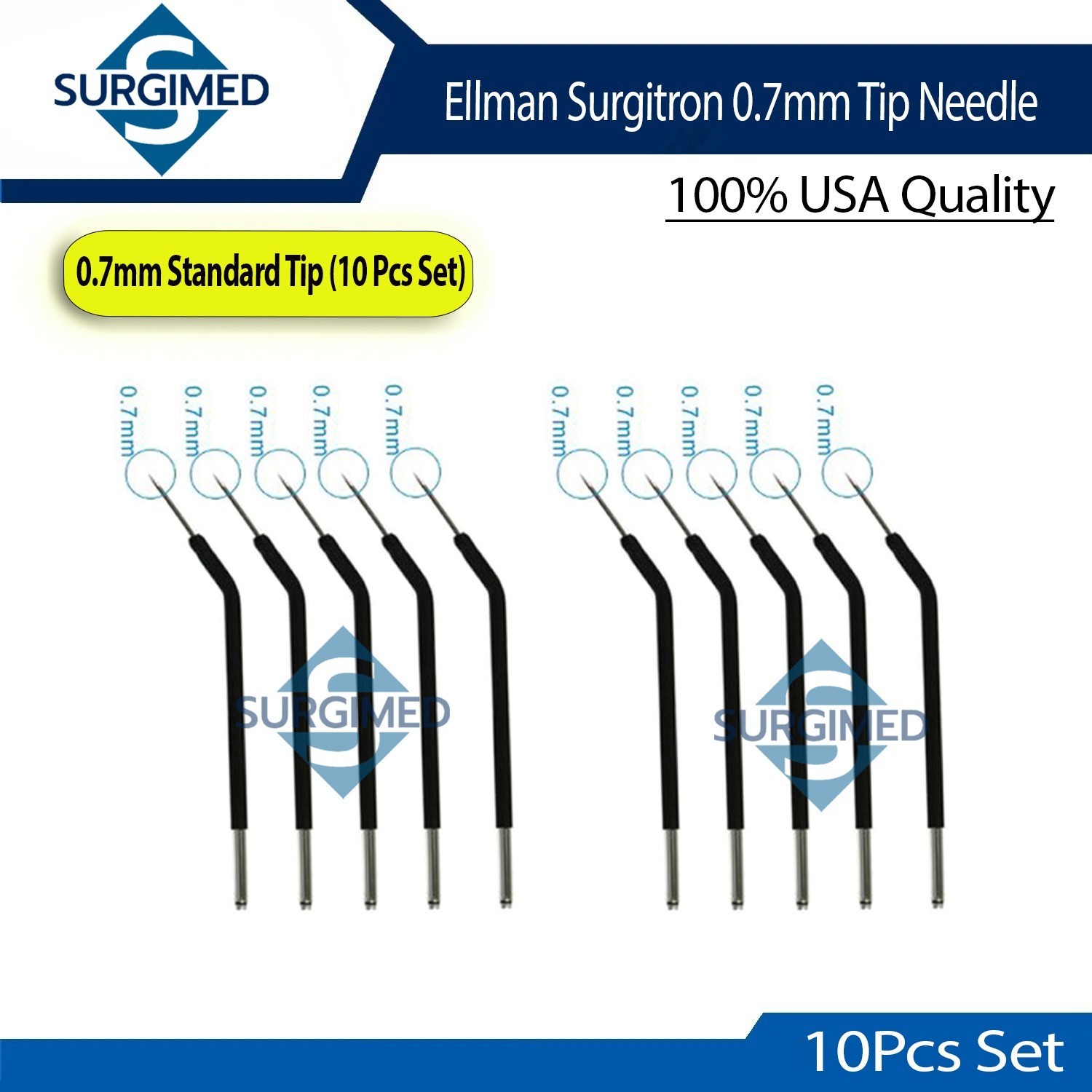 10x Ellman Needle Electrodes 0.7 mm Standard Tip Reusable Tungsten - USA