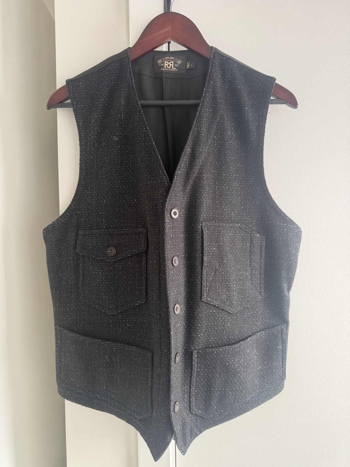 RRL Ralph Lauren Vintage ENGINEERING VEST (Black & White Speckled) - Large RRL Ralph Lauren Vintage ENGINEERING VEST (Black & White Speckled) - Large