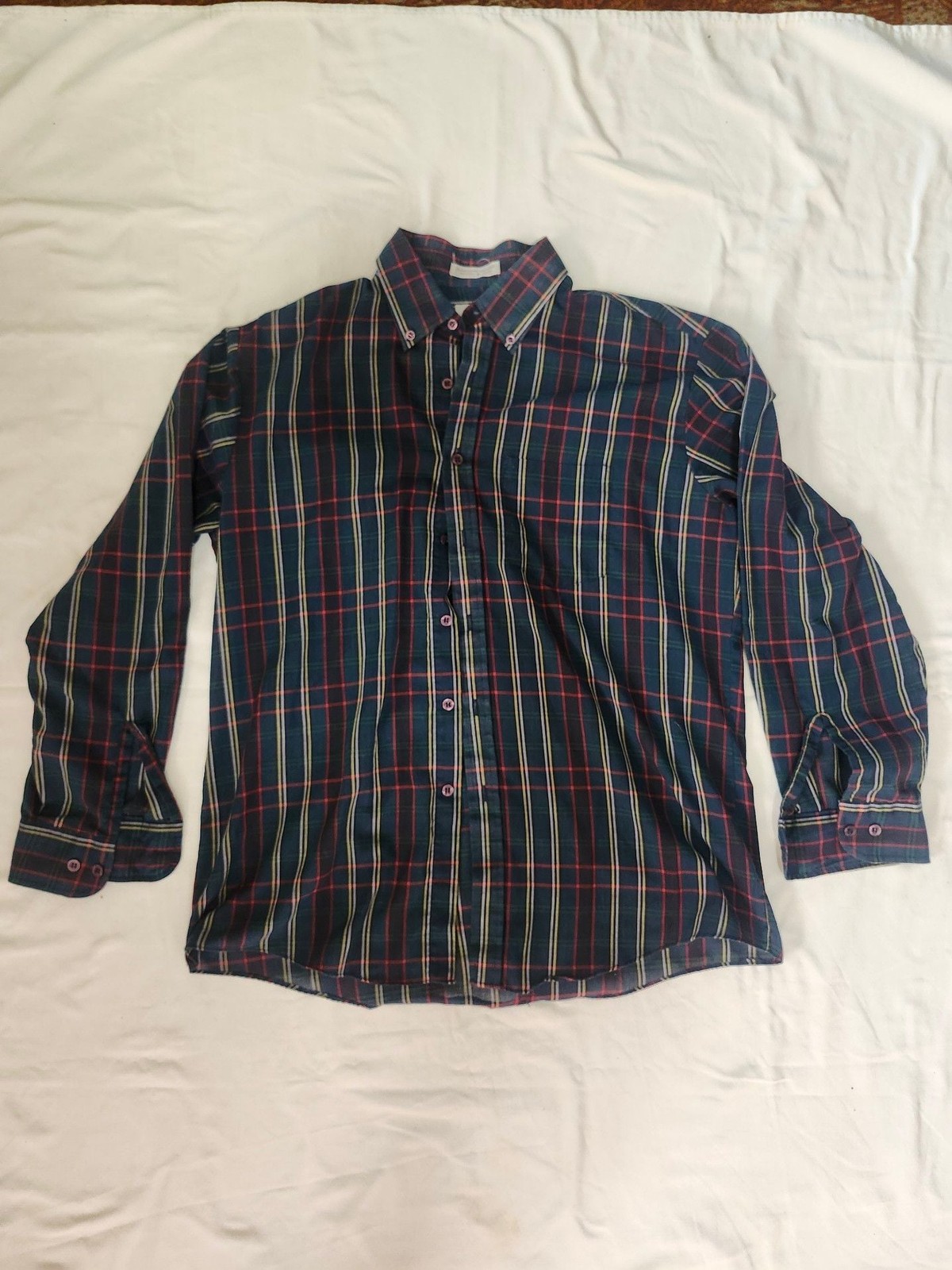 Wedgefield Vintage Tailored Plaid Button-Down Shirt Size L