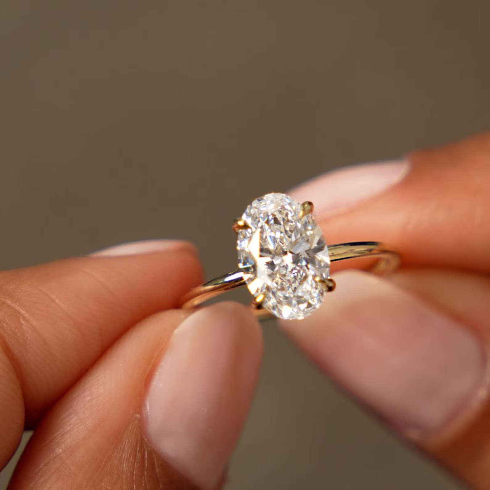 3.00 Ct Oval  Cut Lab Grown Diamond Engagement Ring 14K Yellow Gold Size 7